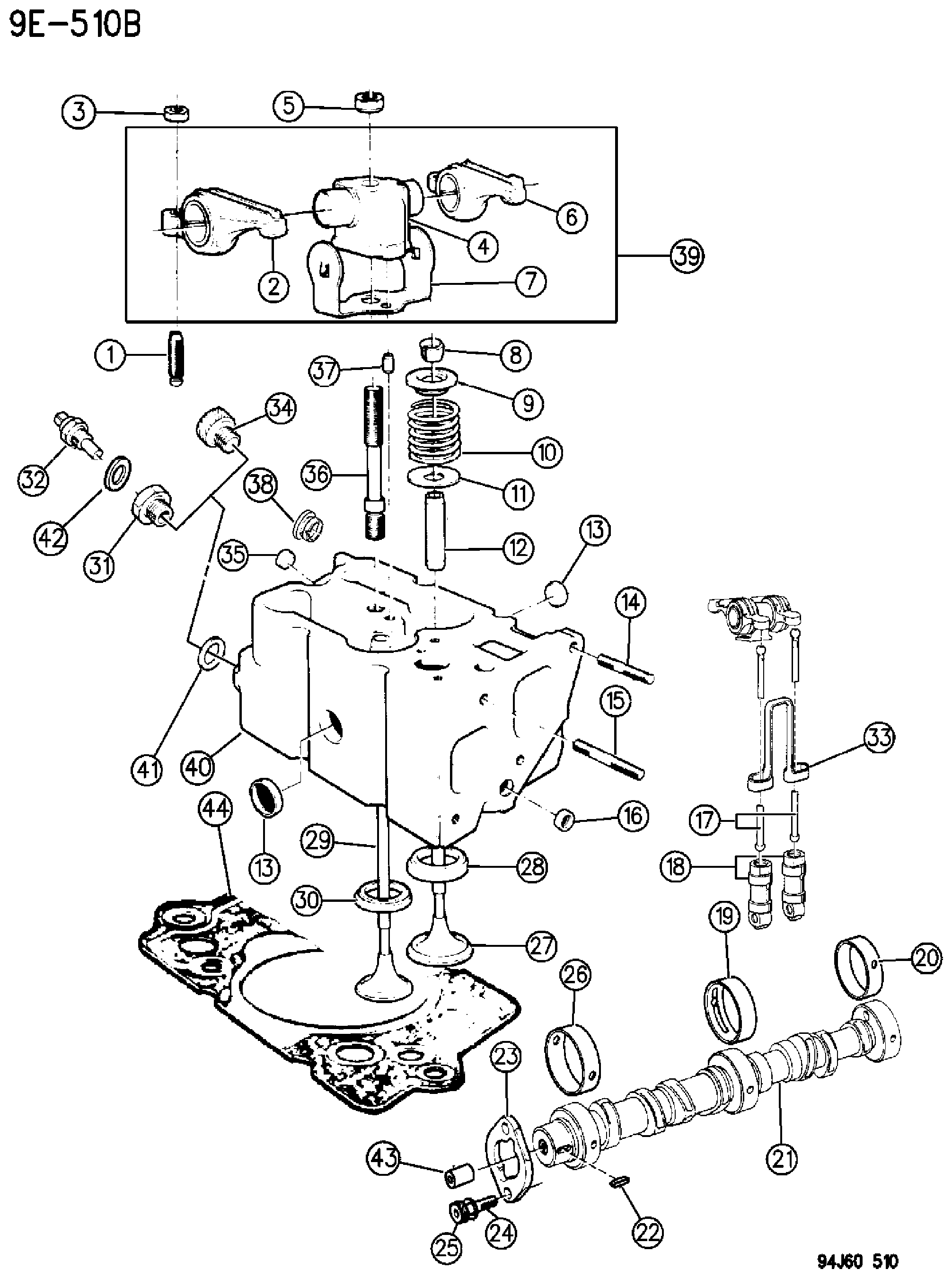 Exploded view: CAMSHAFT AND VALVES 2.5L DIESEL ENGINE