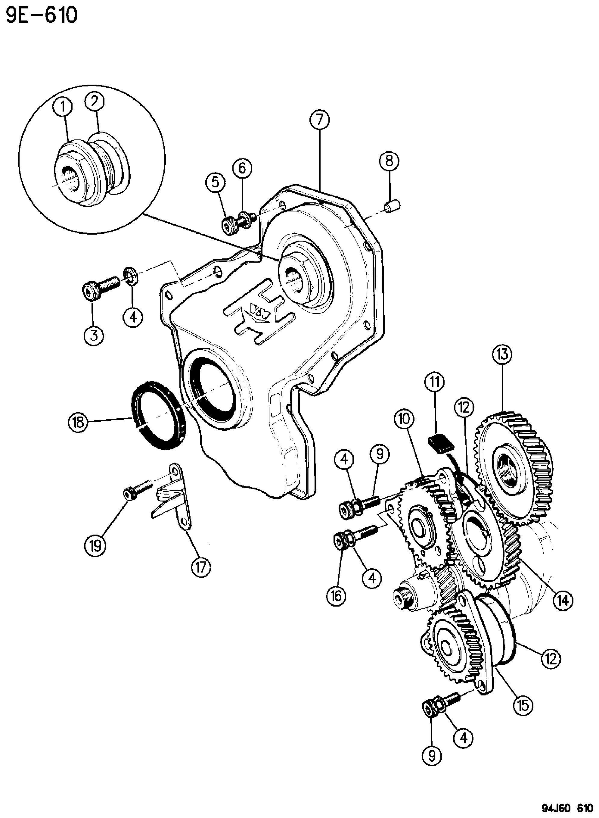 Exploded view: TIMING GEARS AND CASE 2.5L DIESEL ENGINE