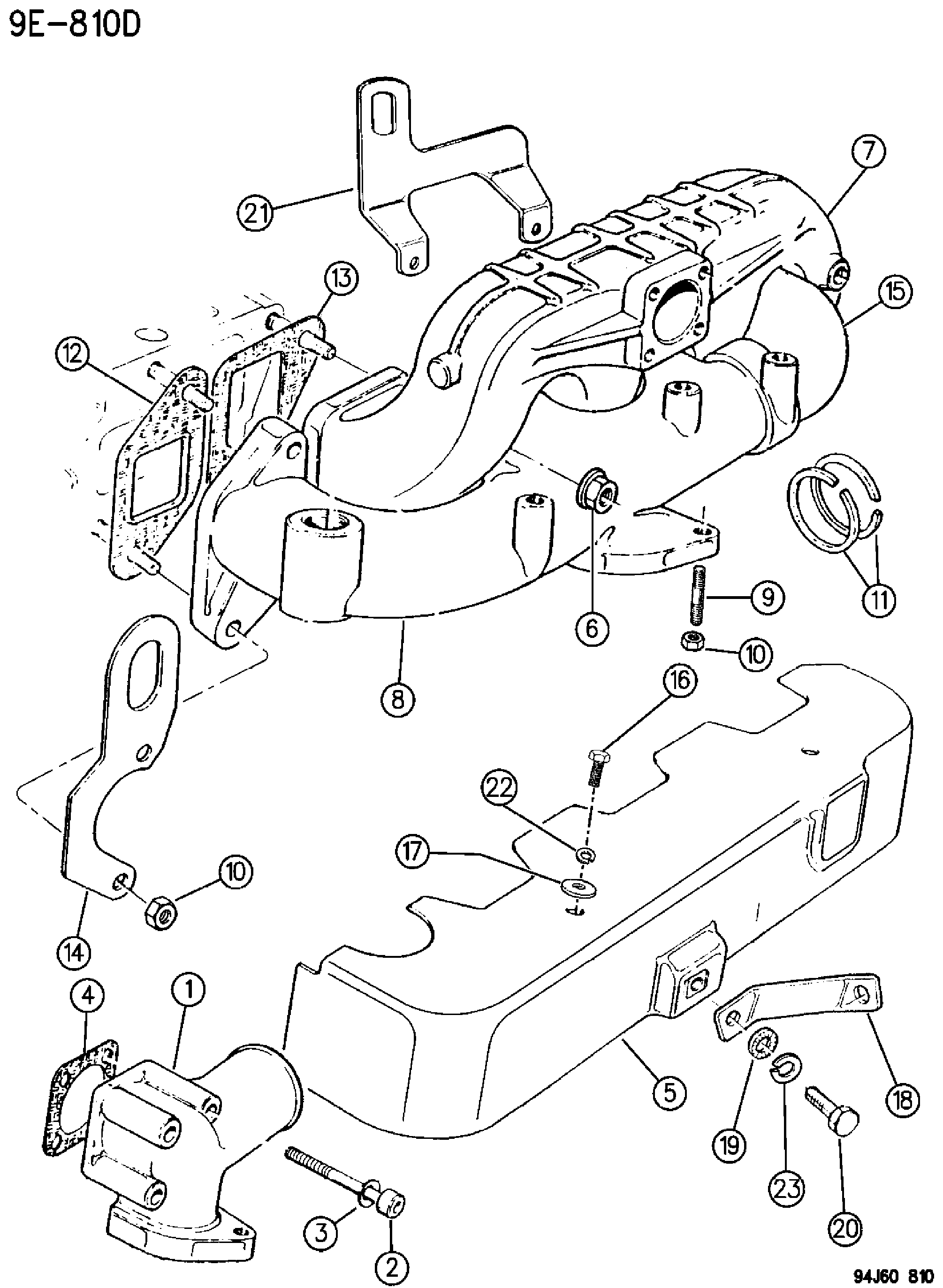 Exploded view: MANIFOLD INTAKE AND EXHAUST 2.5L DIESEL ENGINE