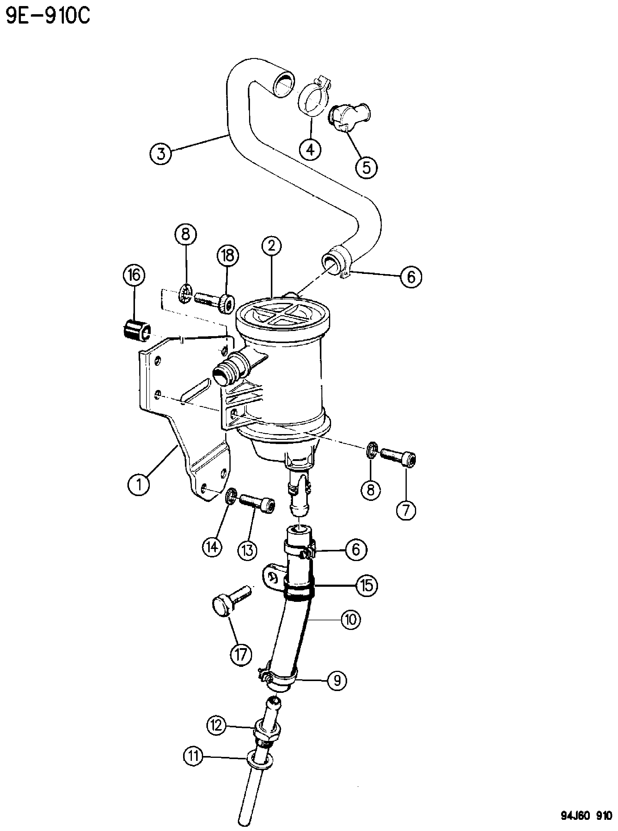 Exploded view: CRANKCASE VENTILATION 2.5L DIESEL ENGINE