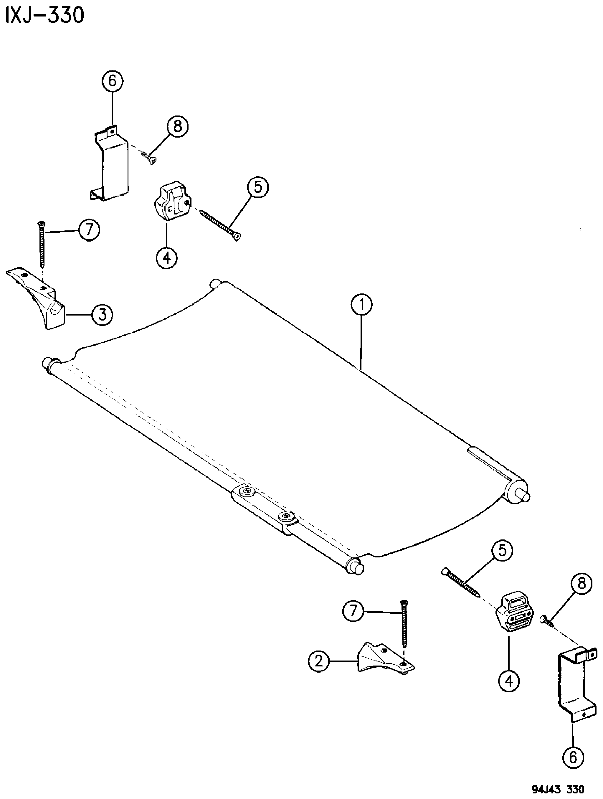 Exploded view: COVER, CARGO CHEROKEE