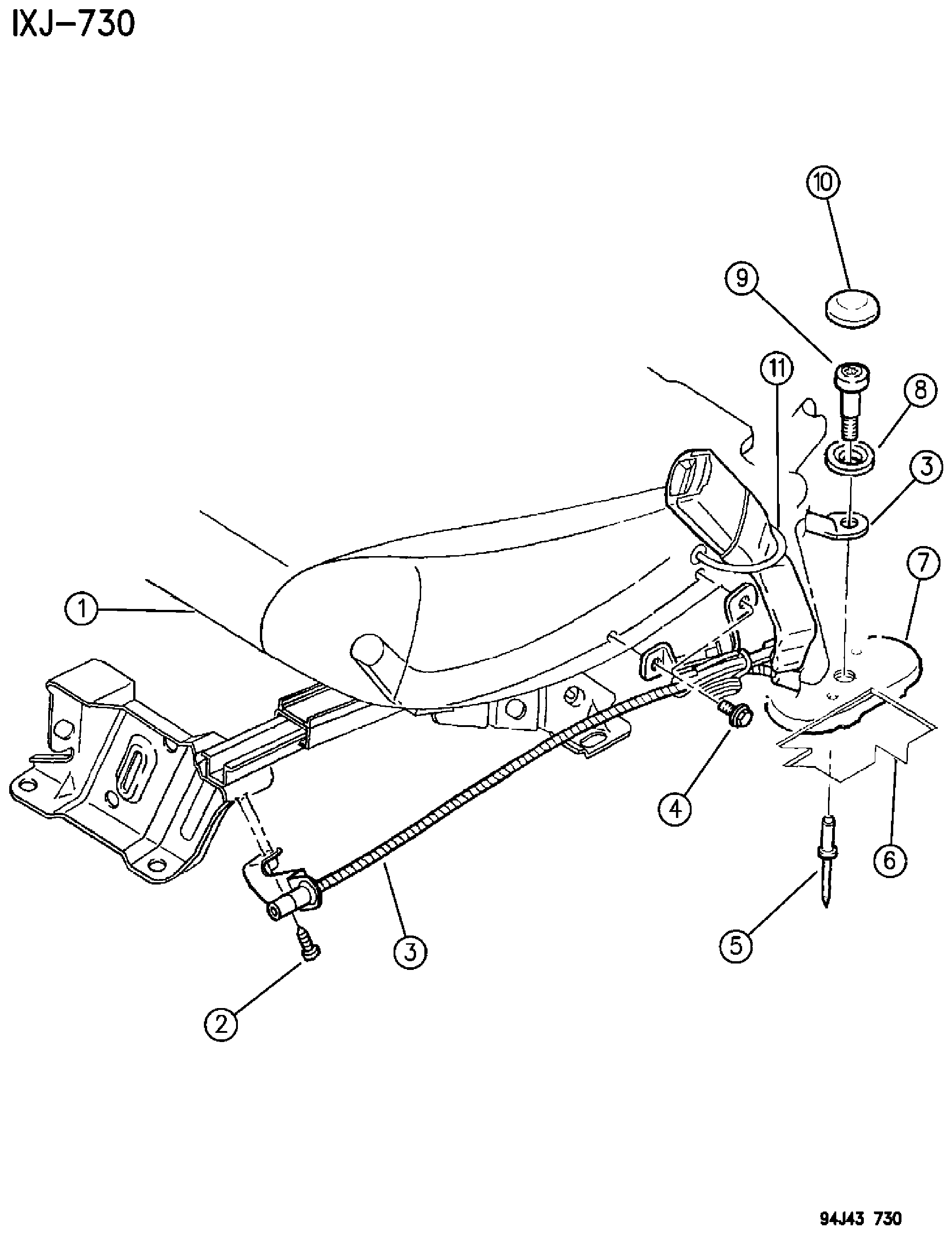 Exploded view: SEAT BELTS, FRONT, W/TRAVELLING INBOARD BUCKLE EUROPE-AUSTRIA CHEROKEE