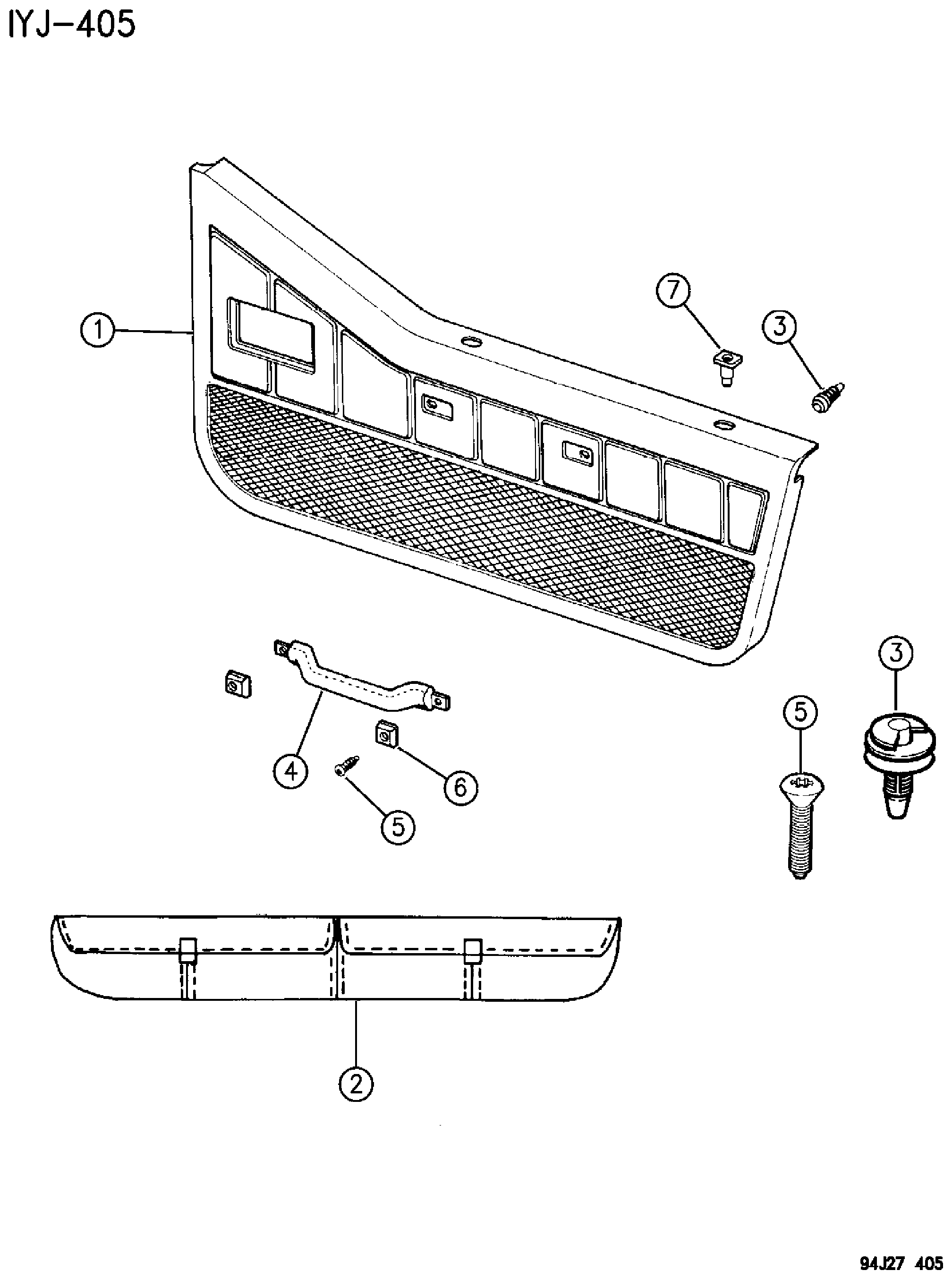 Exploded view: DOOR TRIM PANELS HALF HARD DOORS WRANGLER - YJ