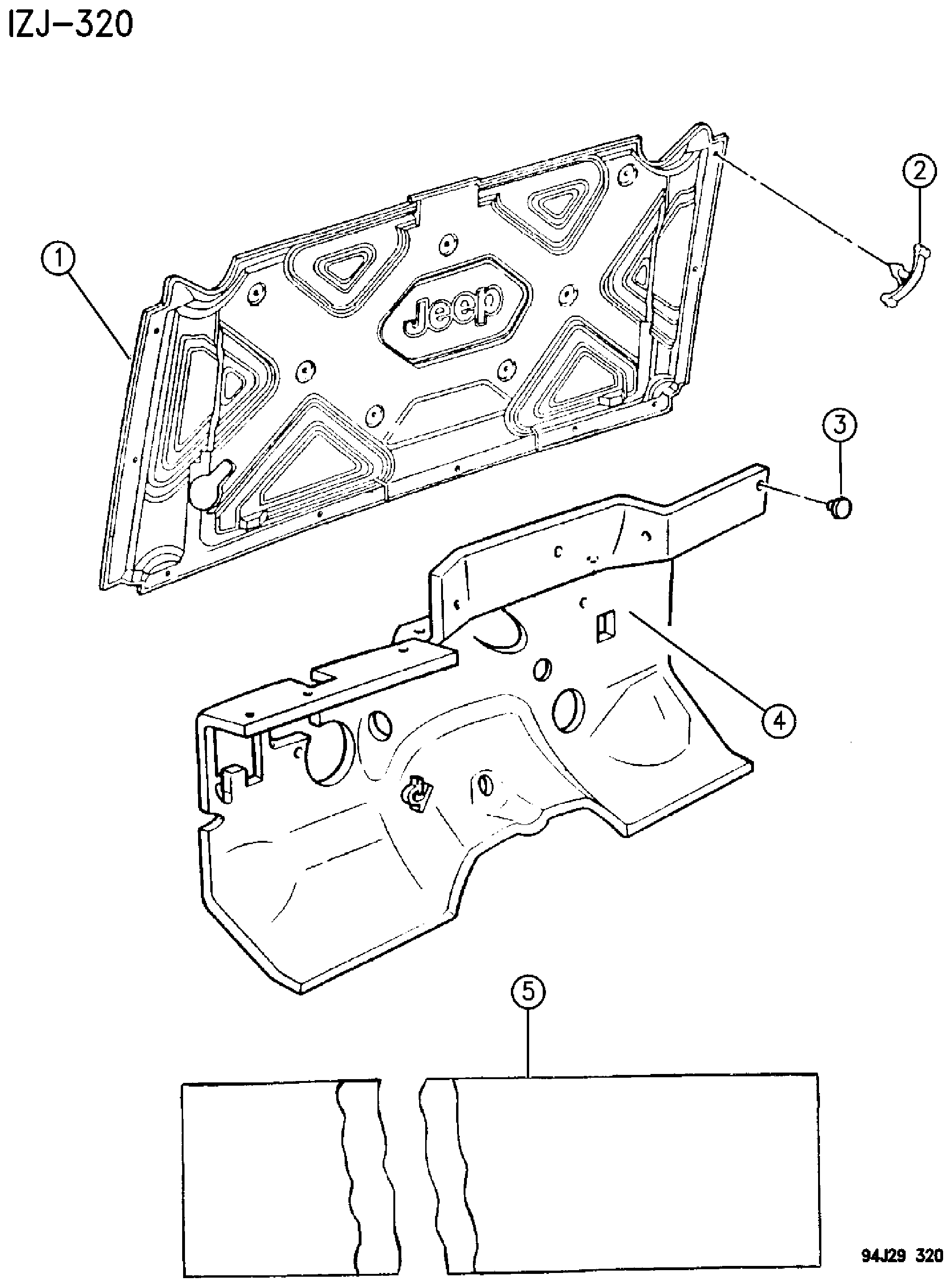 Exploded view: INSULATION - GRAND CHEROKEE AND GRAND WAGONEER - ZJ