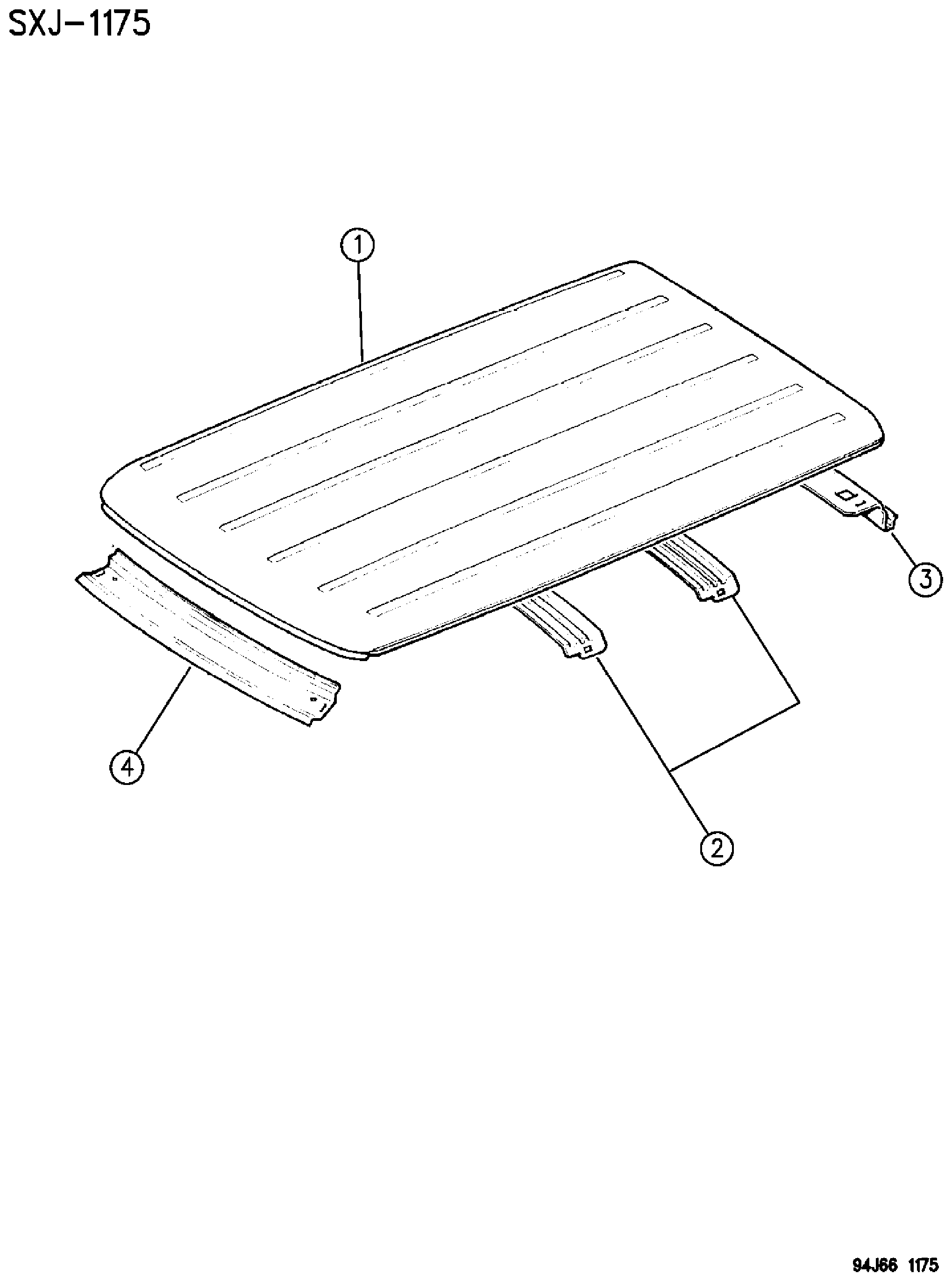 Exploded view: ROOF PANEL CHEROKEE XJ