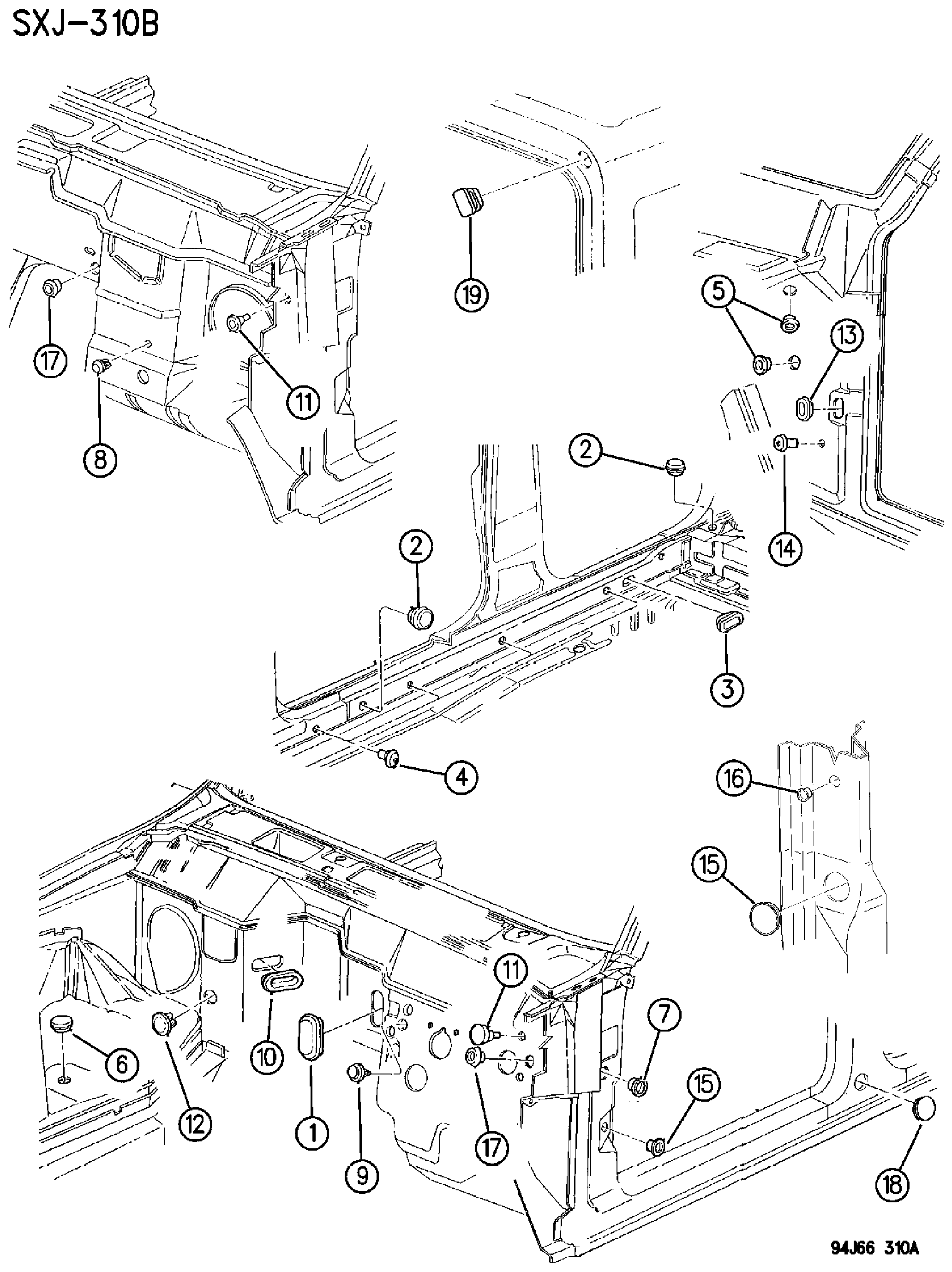Exploded view: PLUGS CHEROKEE XJ