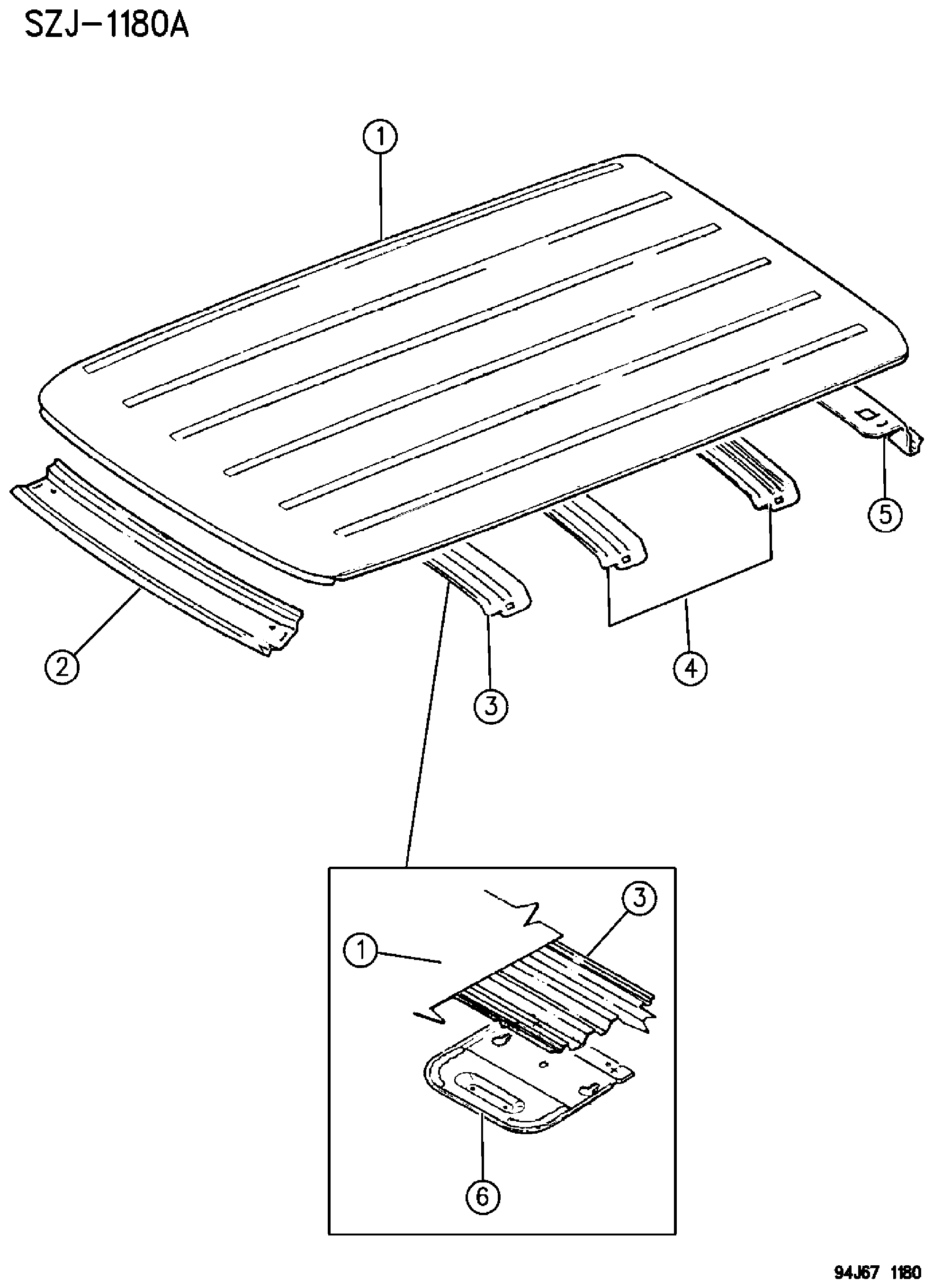 Exploded view: PANELS, ROOF GRAND CHEROKEE, ZJ