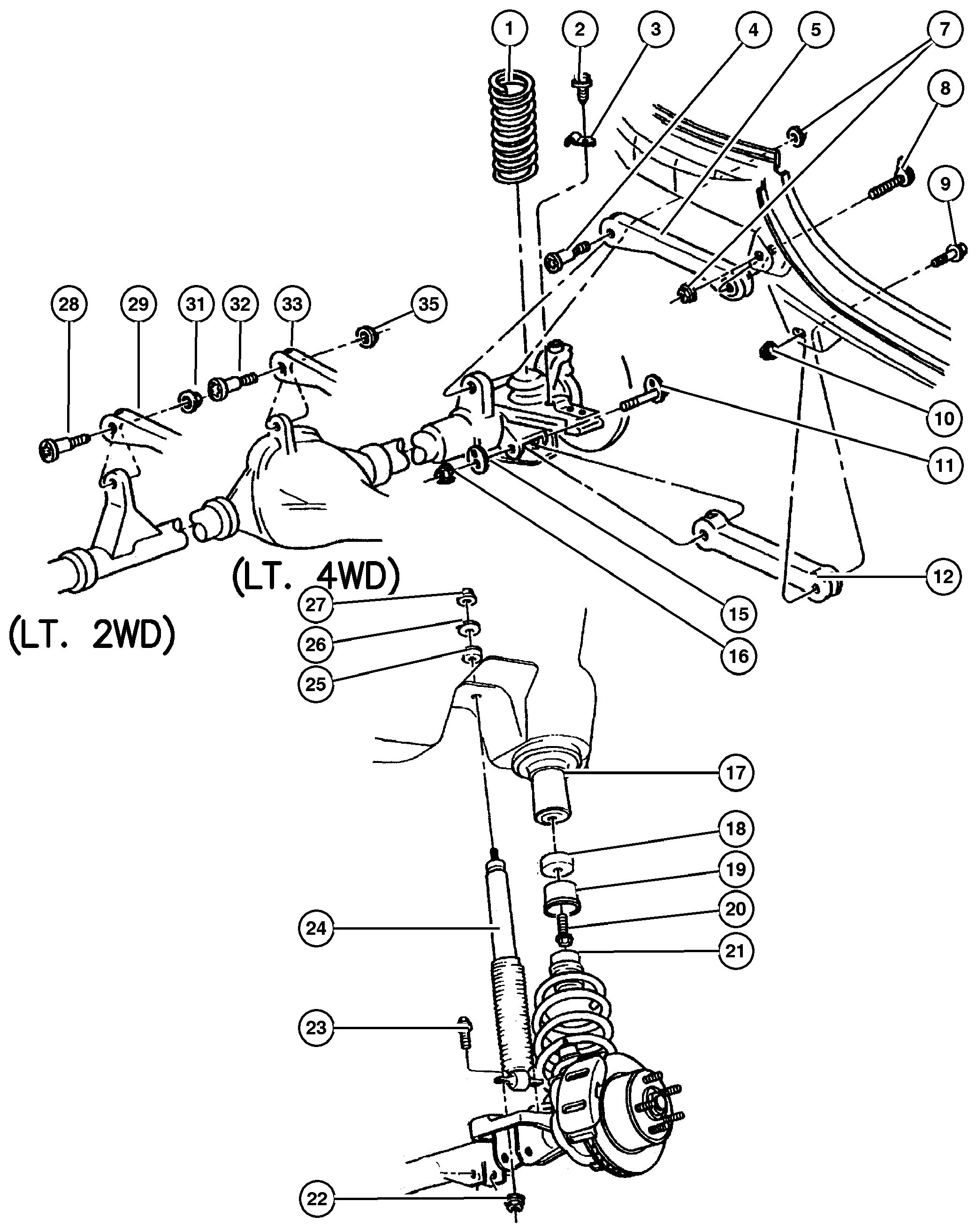 Exploded view: Suspension,Front,Springs,Shocks,Control Arms