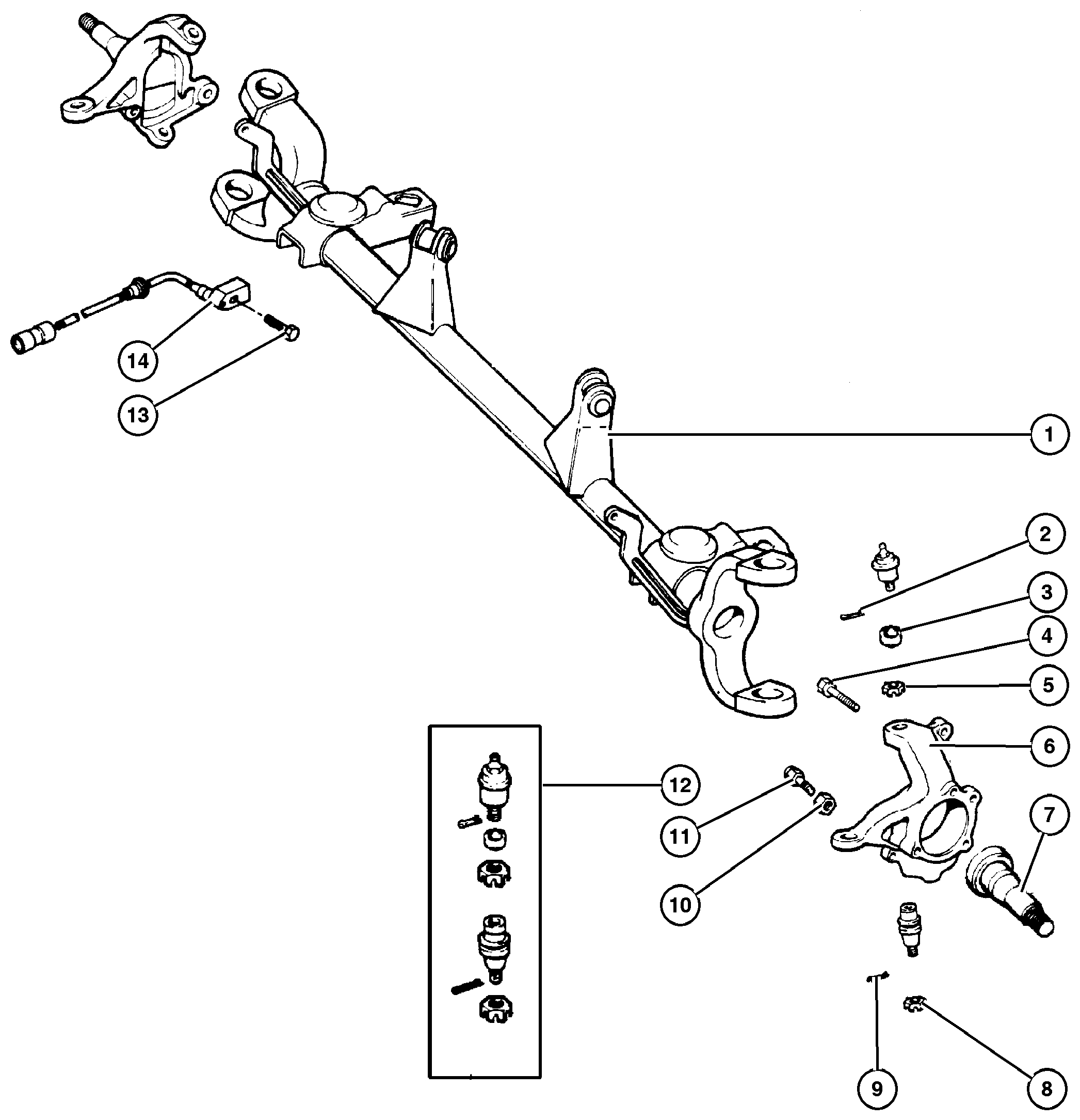 Exploded view: Housing,Front Axle 2 Wheel Drive
