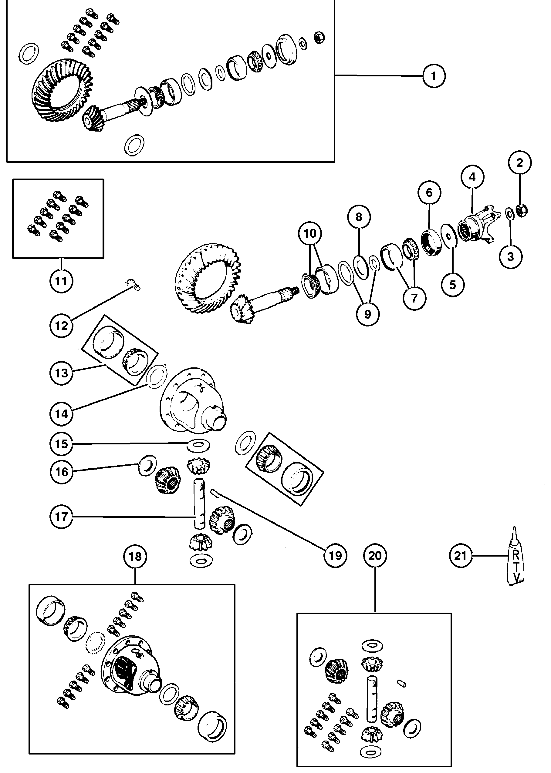 Exploded view: Differential,Front,Internal Parts