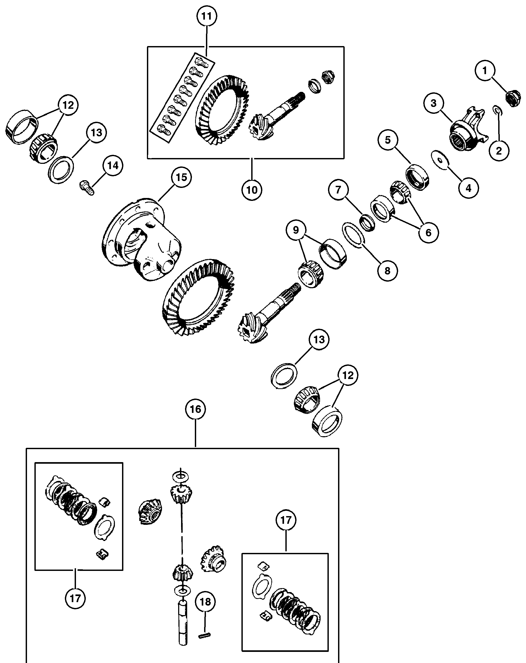 Exploded view: Differential,Rear,Dana Model 44,with Trac-Lok [DSA]