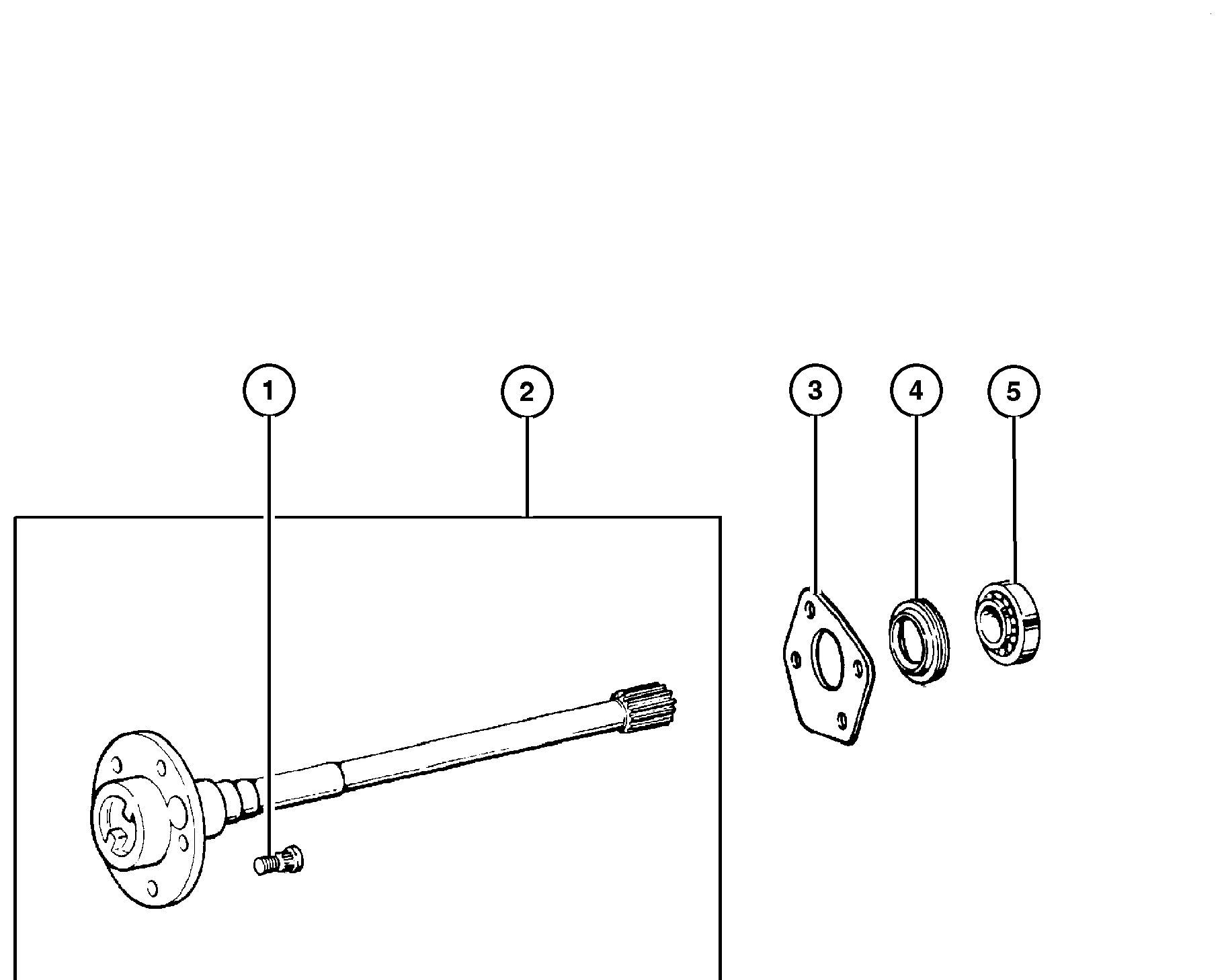 Exploded view: Shaft,Rear Axle Dana Model 44