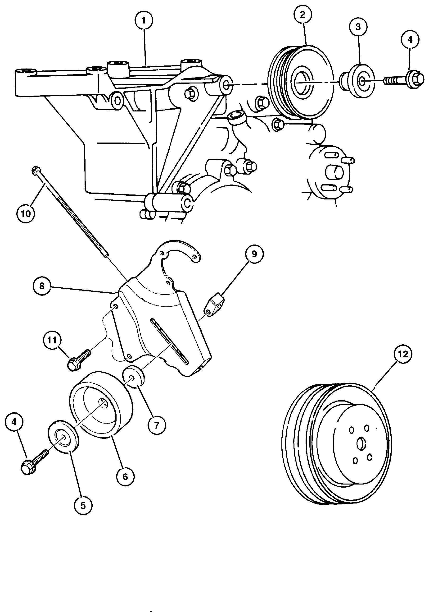 Exploded view: Drive Pulleys 4.0L Engine