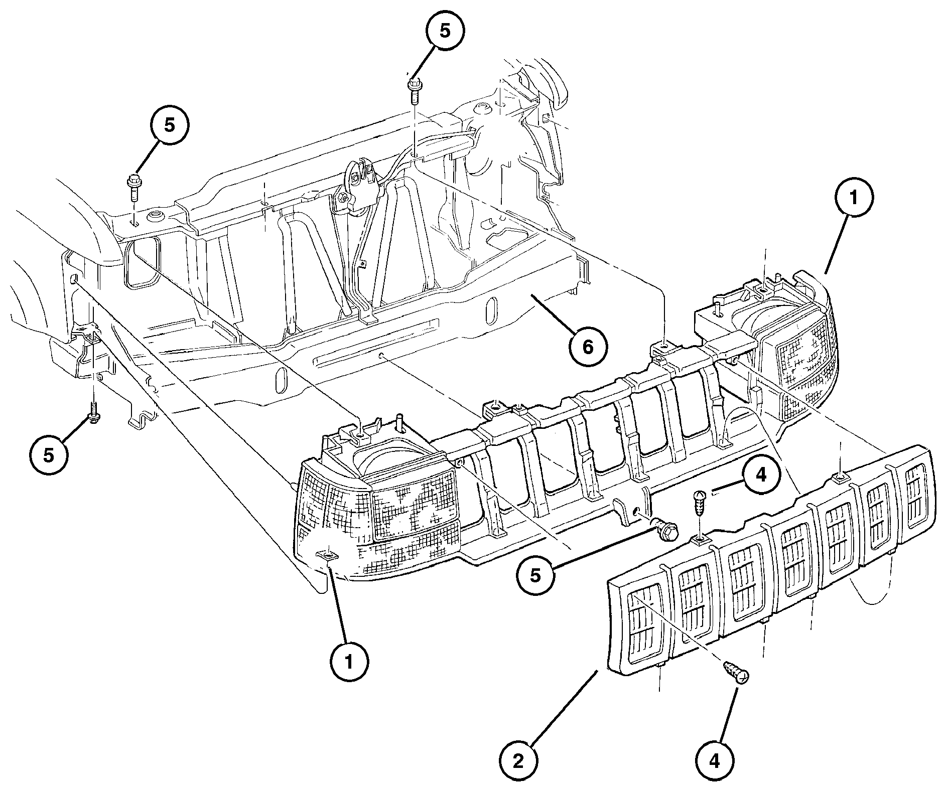 Exploded view: Grille And Related Parts