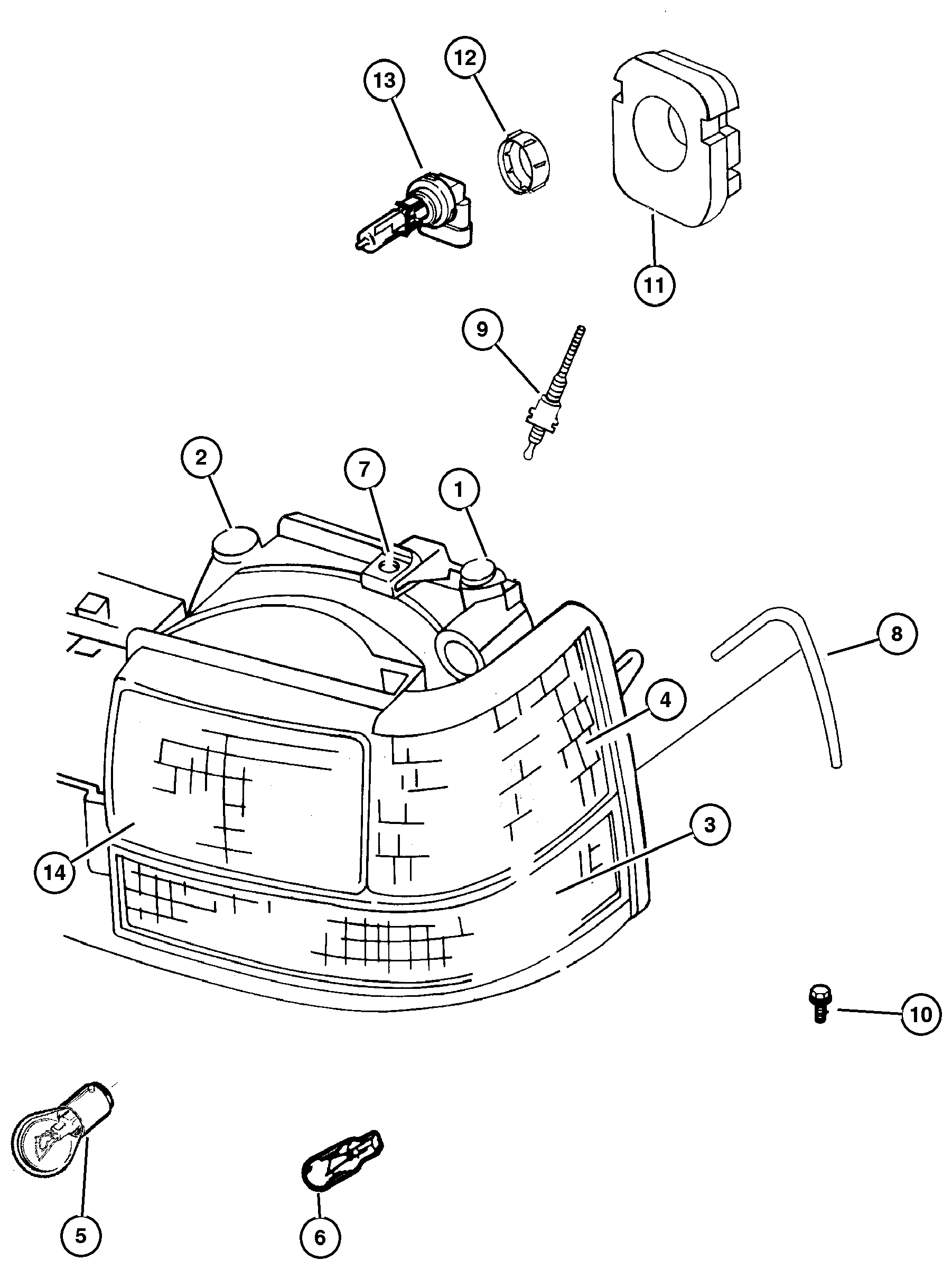 Exploded view: Lamps--Front