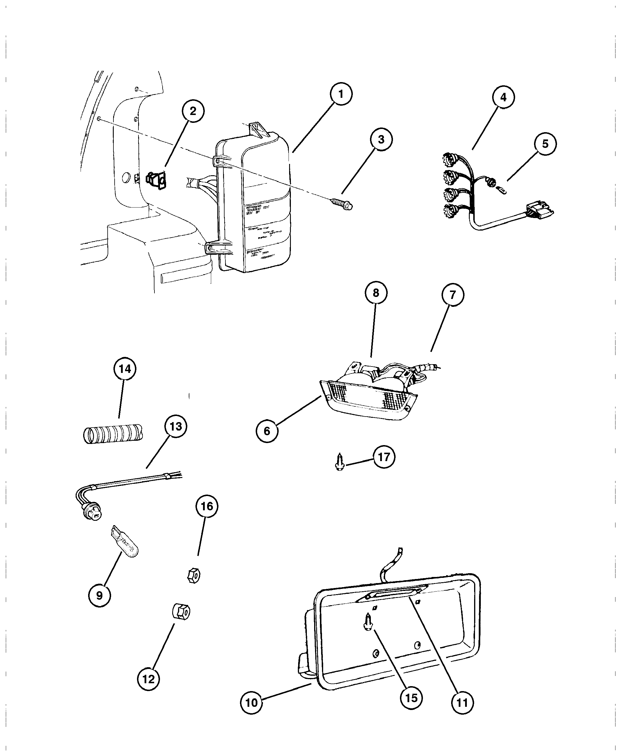 Exploded view: Lamps--Rear