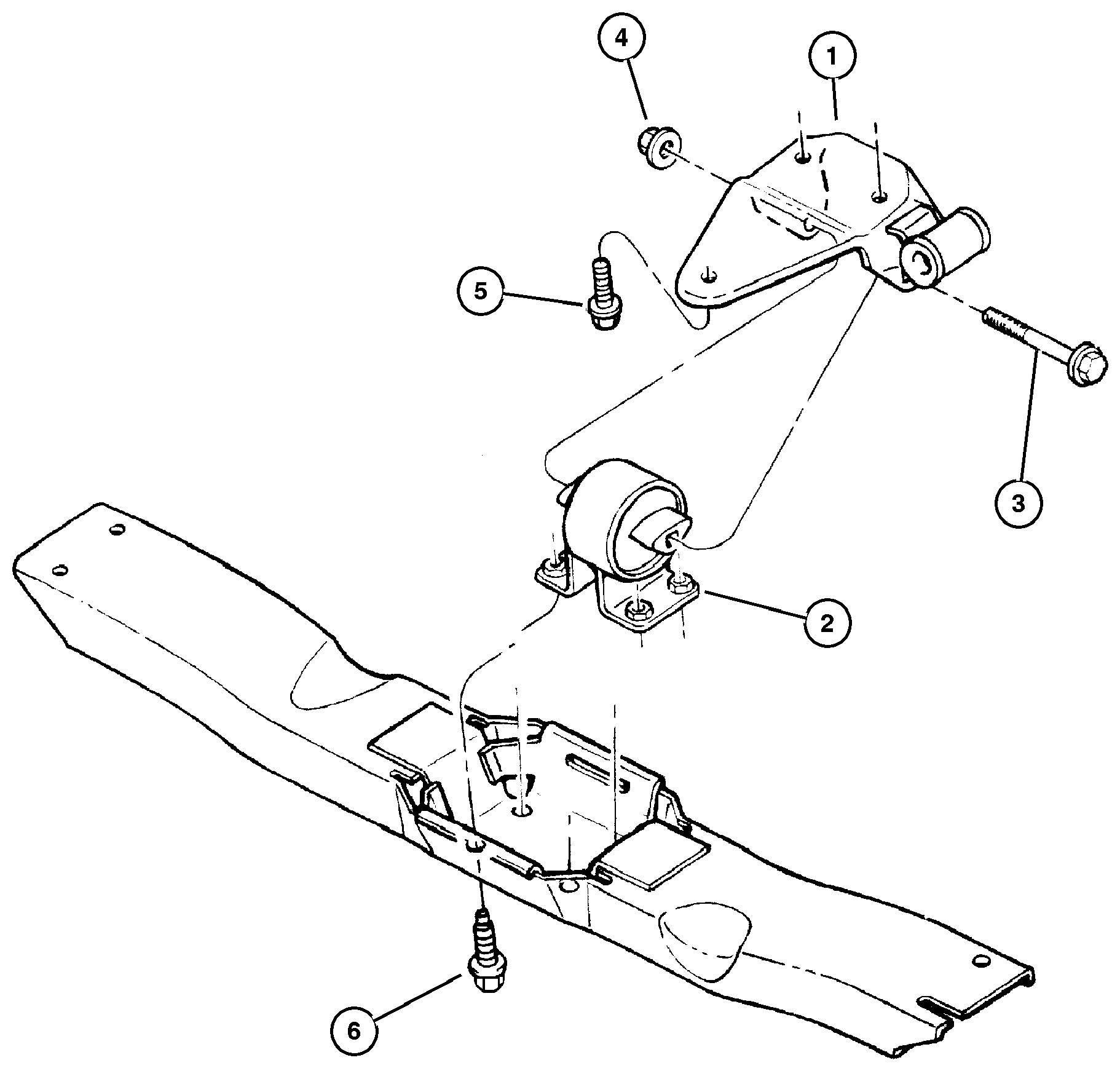 Exploded view: Engine Mounting, Rear 4.0L (ERH) Engine