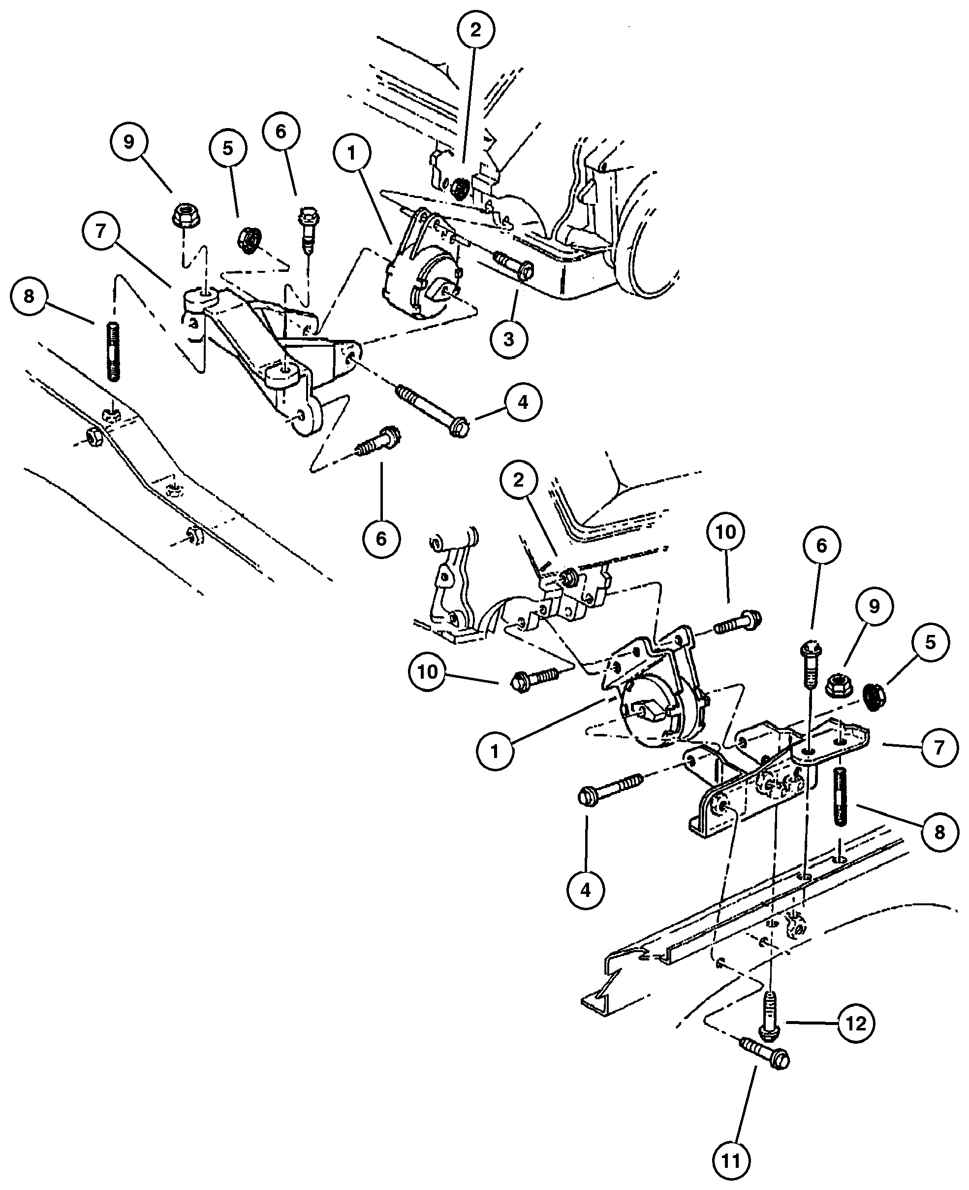 Exploded view: Engine Mounting, Front 5.9L (EML) Engine