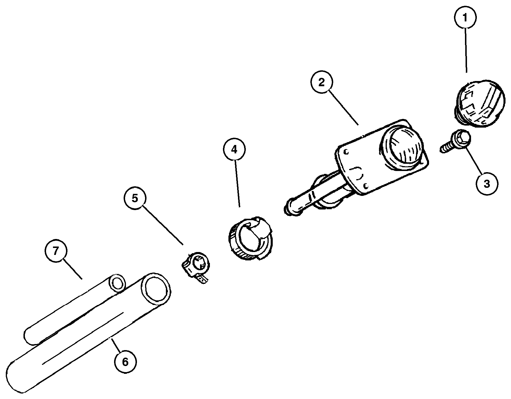 Exploded view: Fuel Tank Filler Tube 4.0L (ERH), 5.2L (ELF), 5.9L (EML) Engine