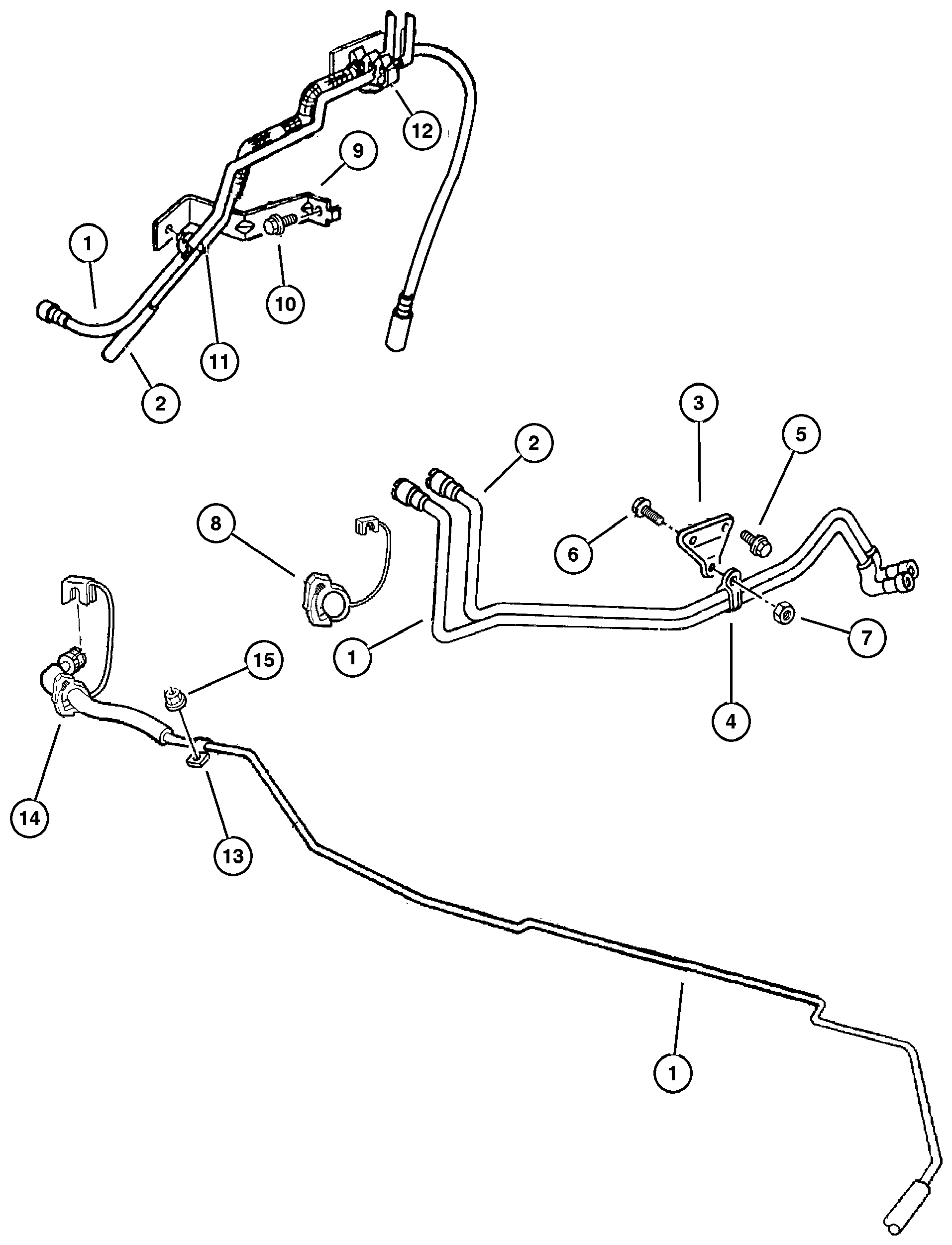 Exploded view: Fuel Lines, Front 4.0L (ERH), 5.2L (ELF), 5.9L EML) Engine