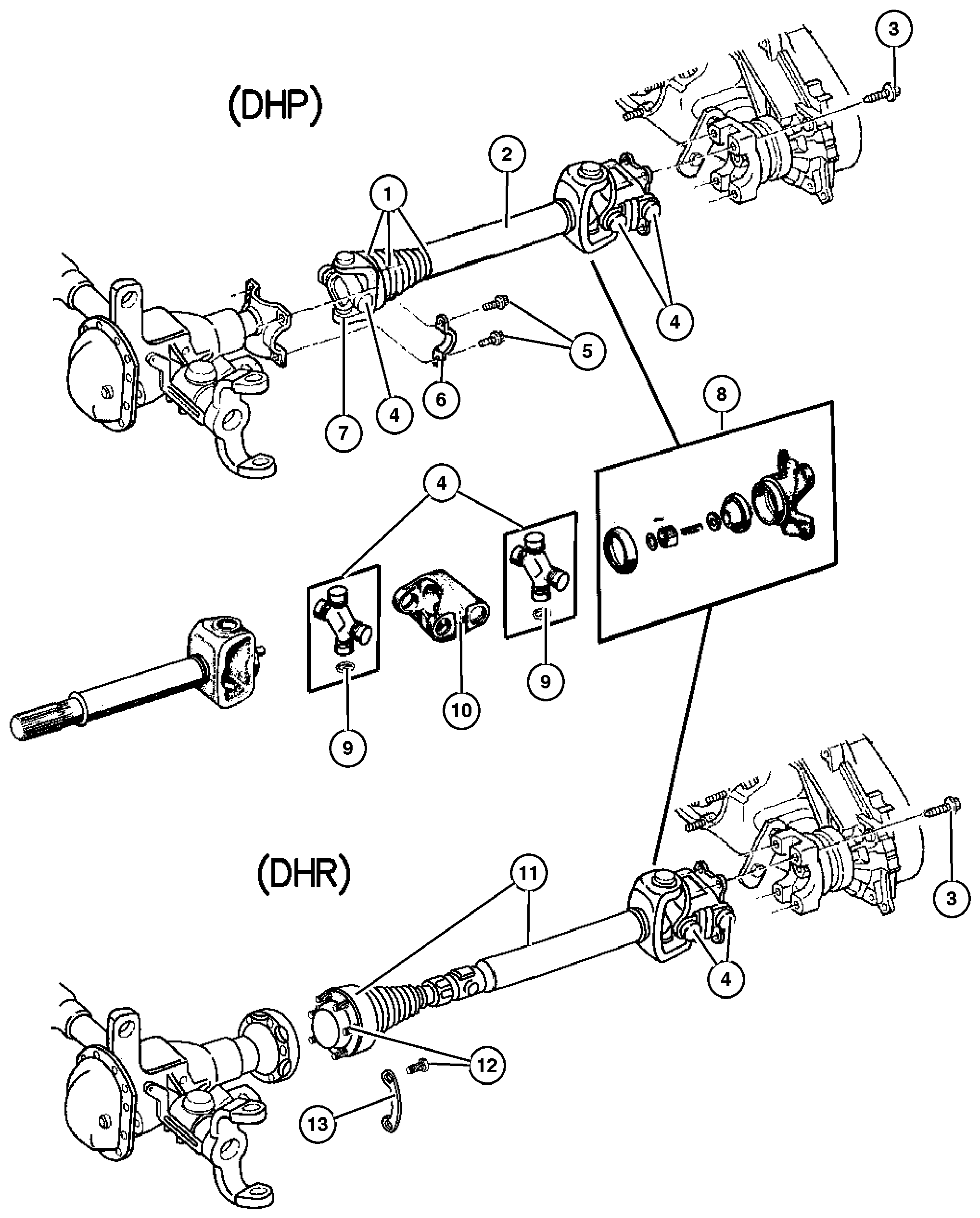 Exploded view: Propeller Shaft,Front