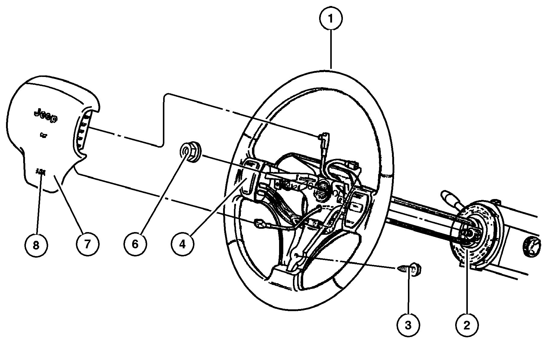 Exploded view: Wheel,Steering
