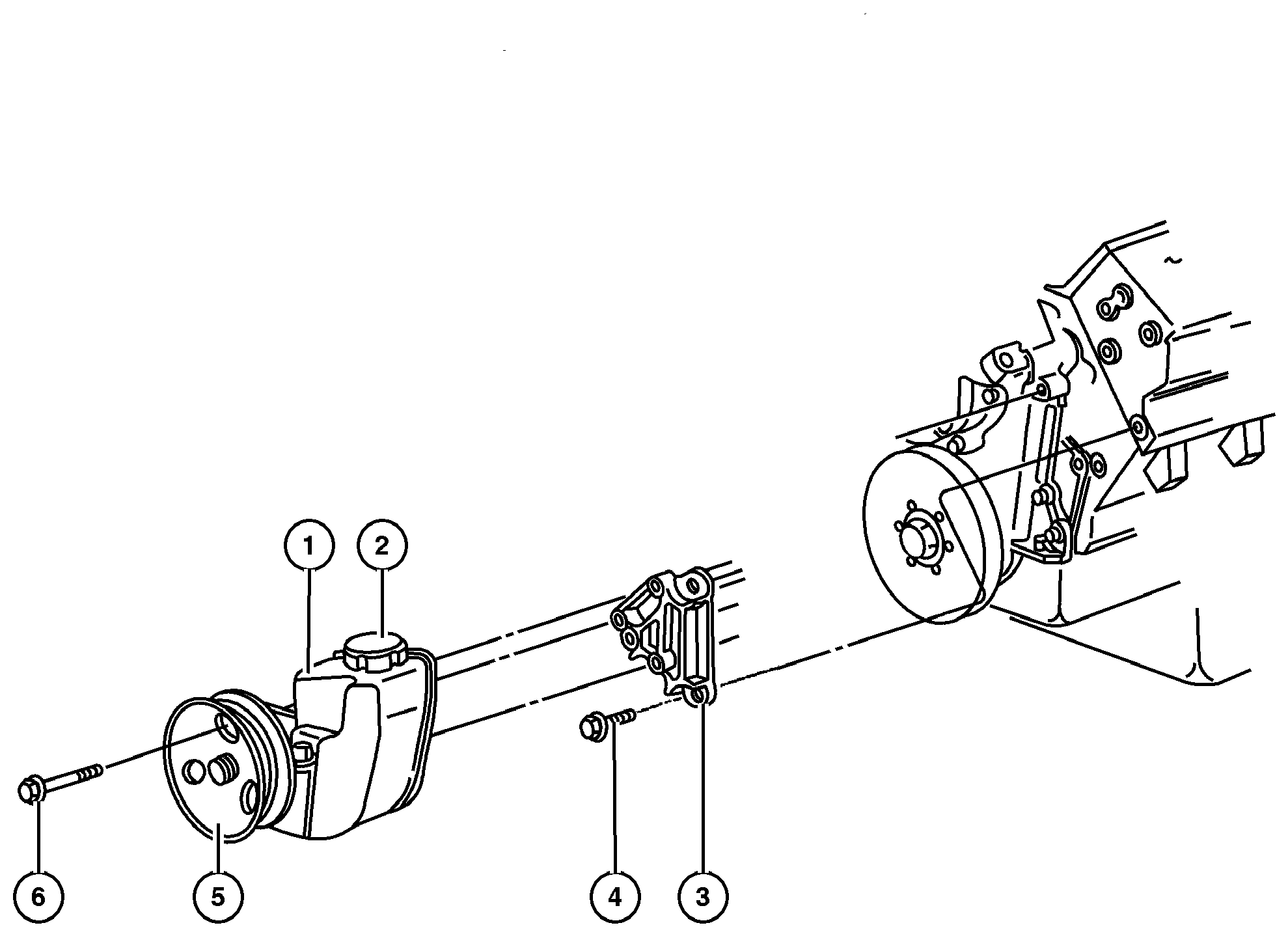 Exploded view: Pump,Power Steering,and Mounting