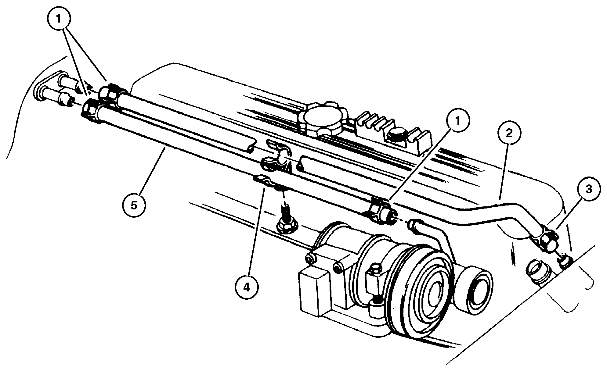 Exploded view: Hoses, Heater 4.0L Engine