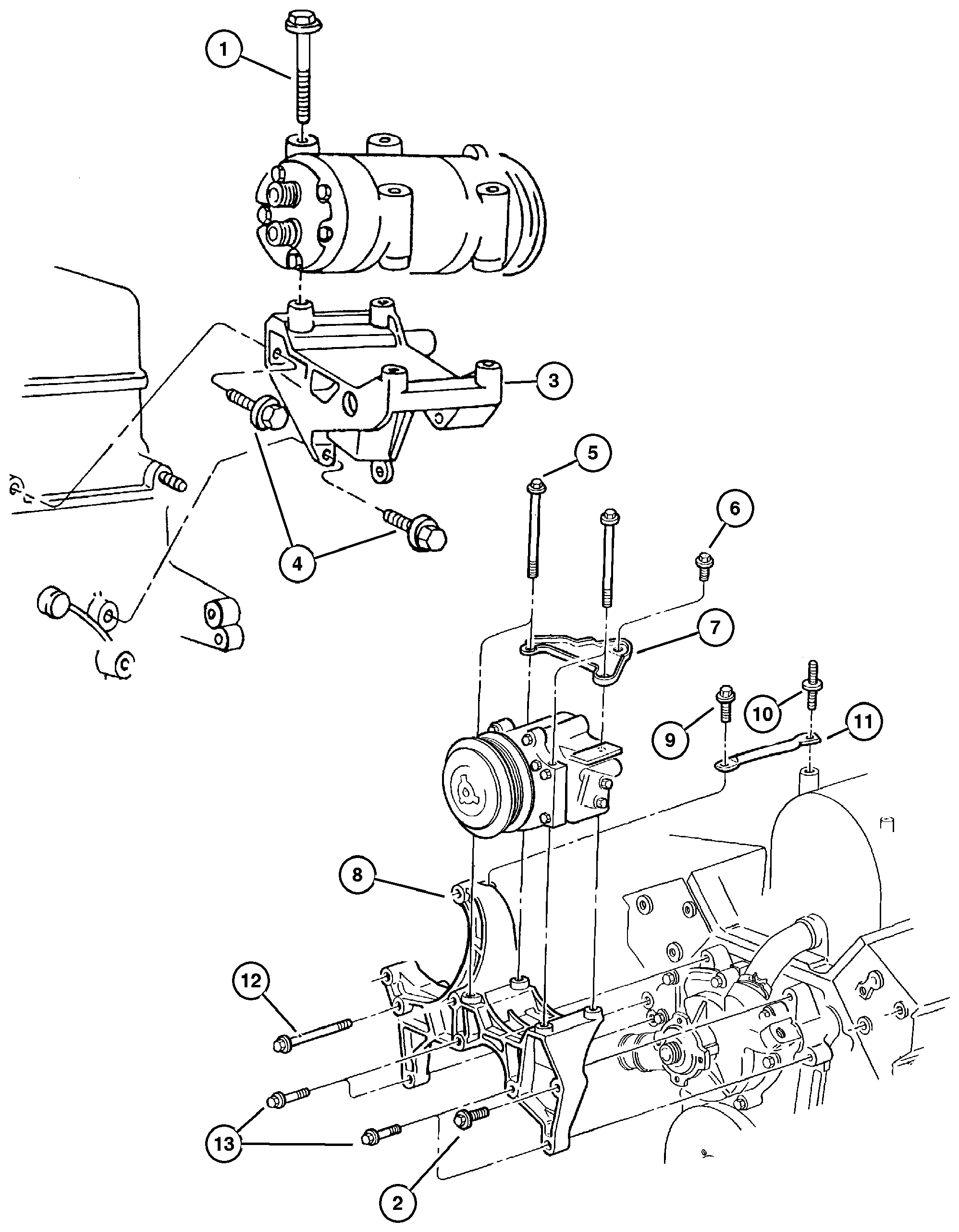 Exploded view: Compressor Mounting