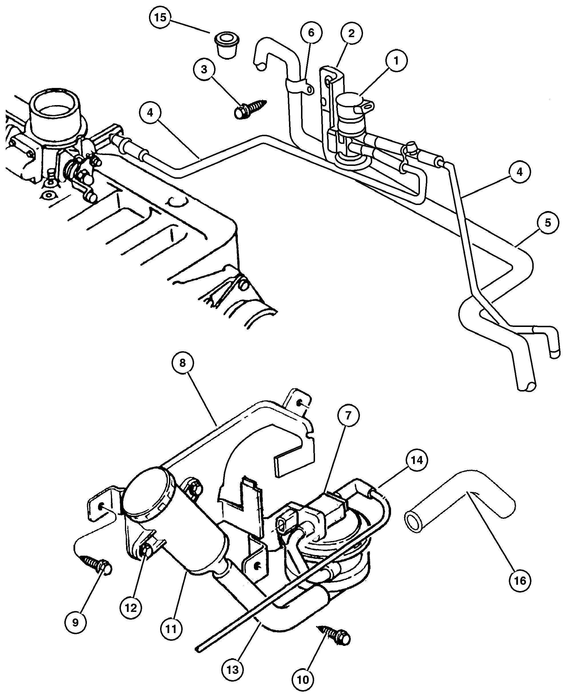Exploded view: Emission Control Vacuum Harness 4.0L (ERH) Engine