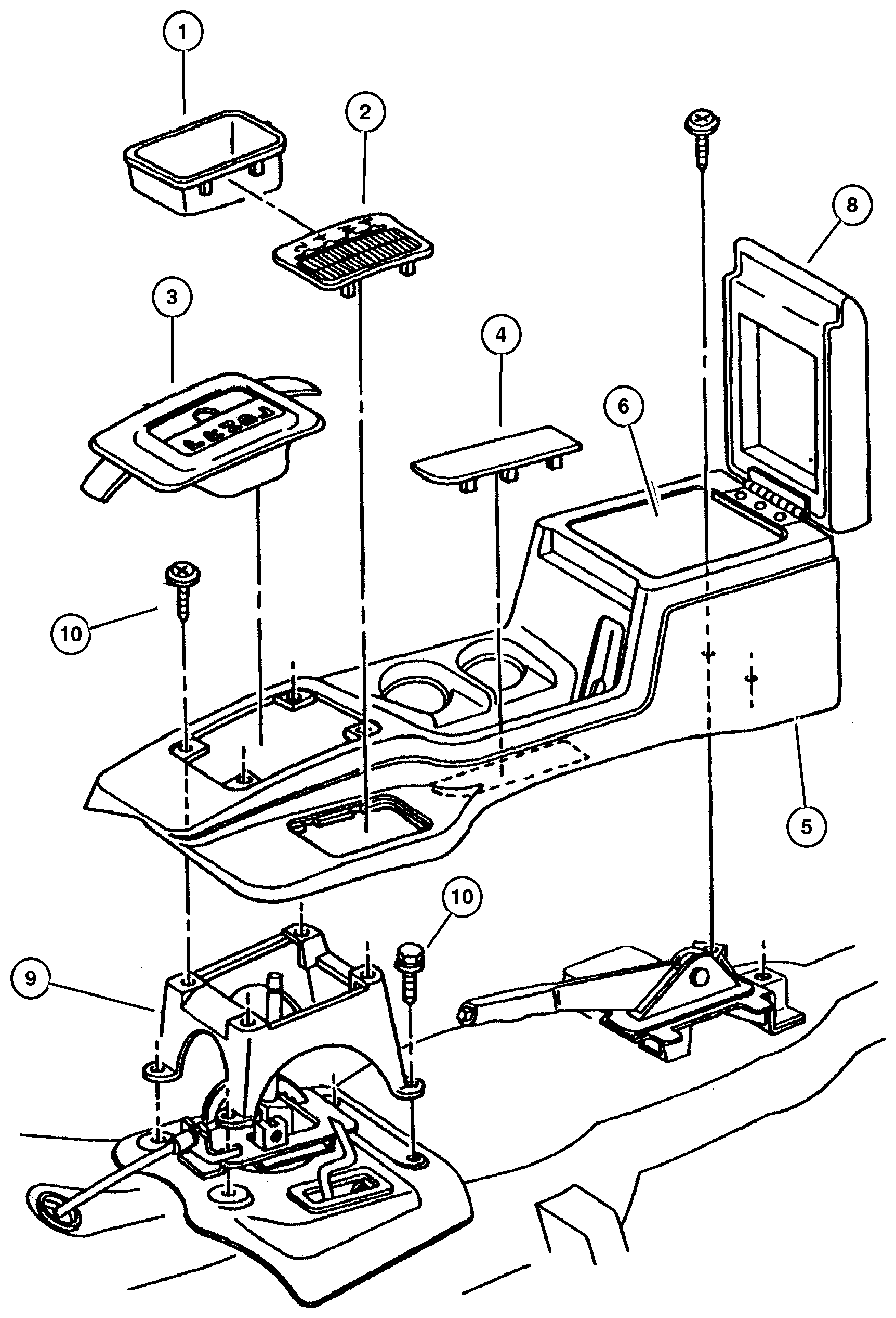 Exploded view: Floor Console