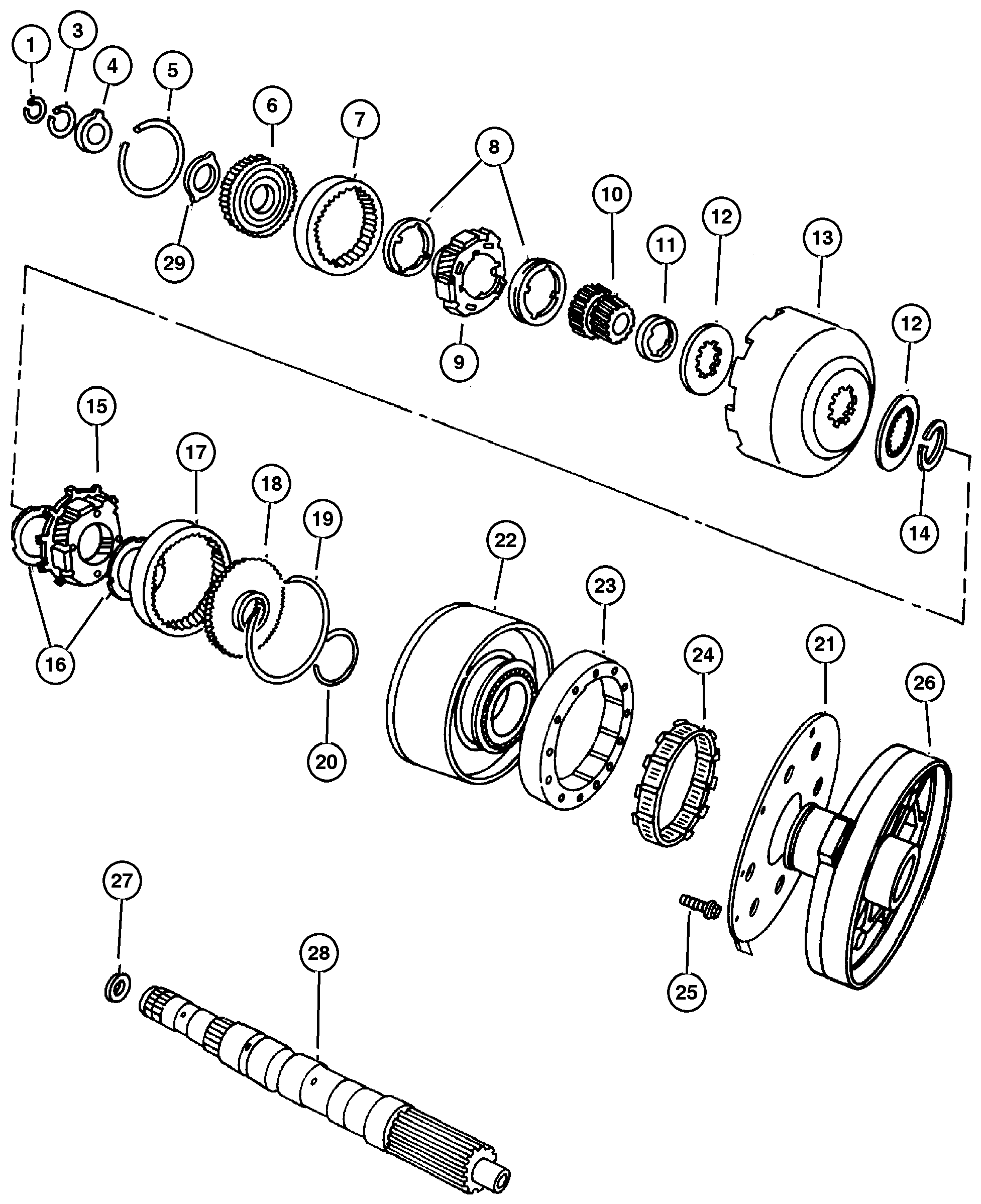 Exploded view: Gear Train And Intermediate Shaft Automatic Transmission, 4 Speed, 42Re