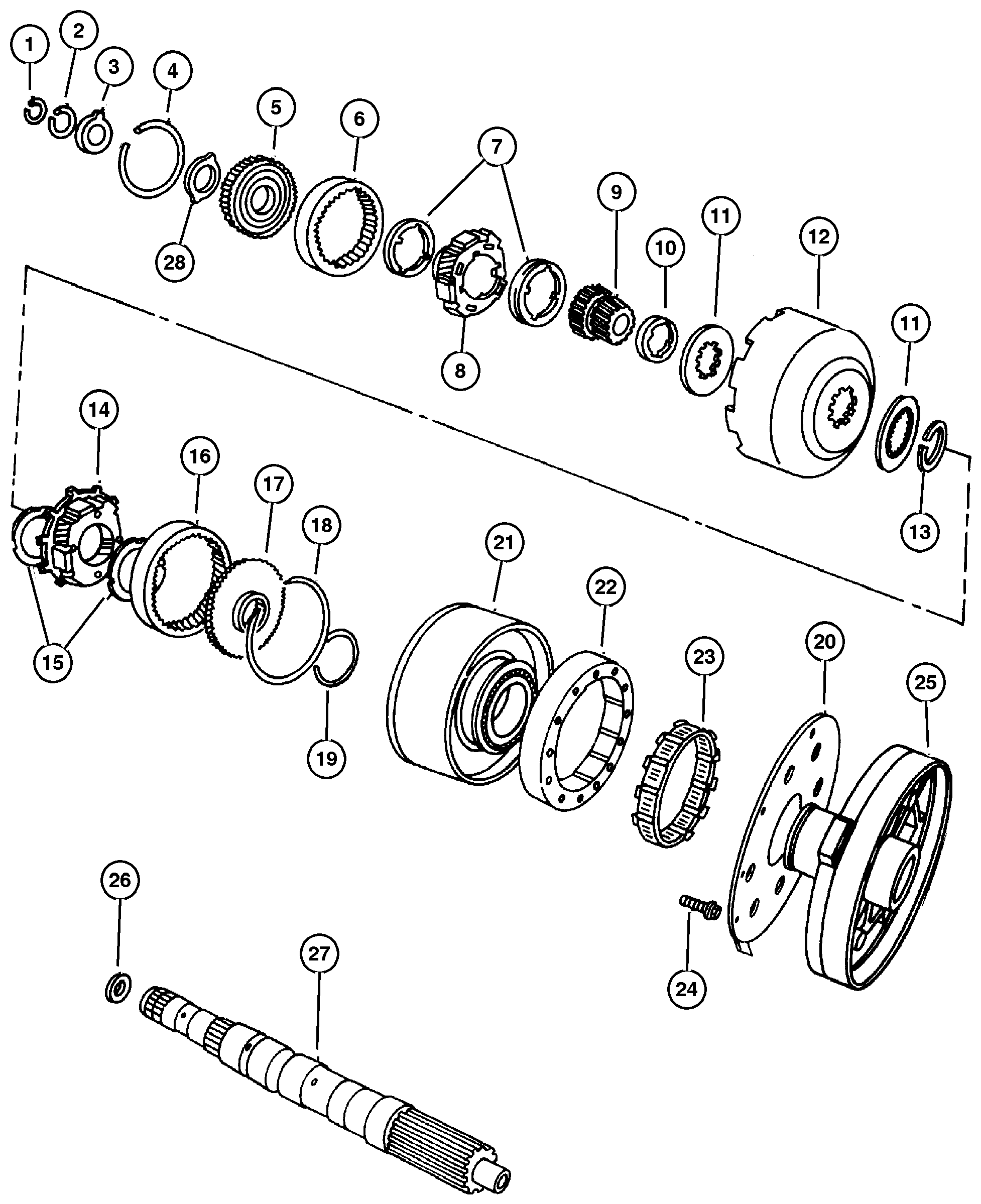 Exploded view: Gear Train 44RE (DGW)