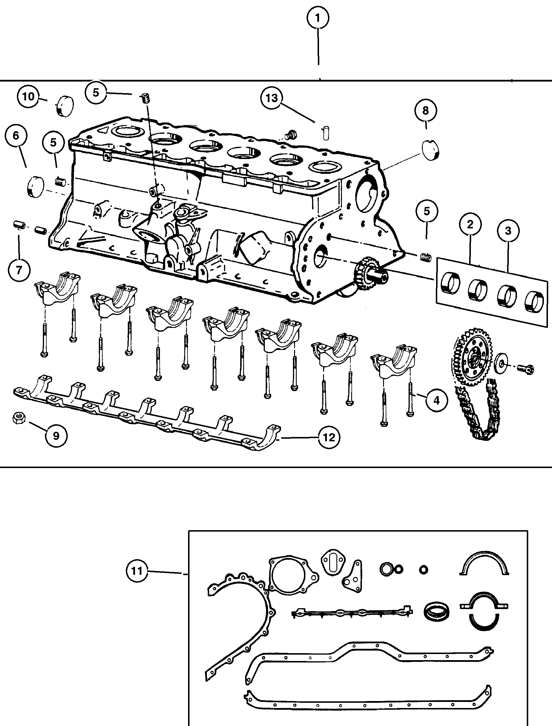 Exploded view: Cylinder Block 4.0L (ERH) Engine
