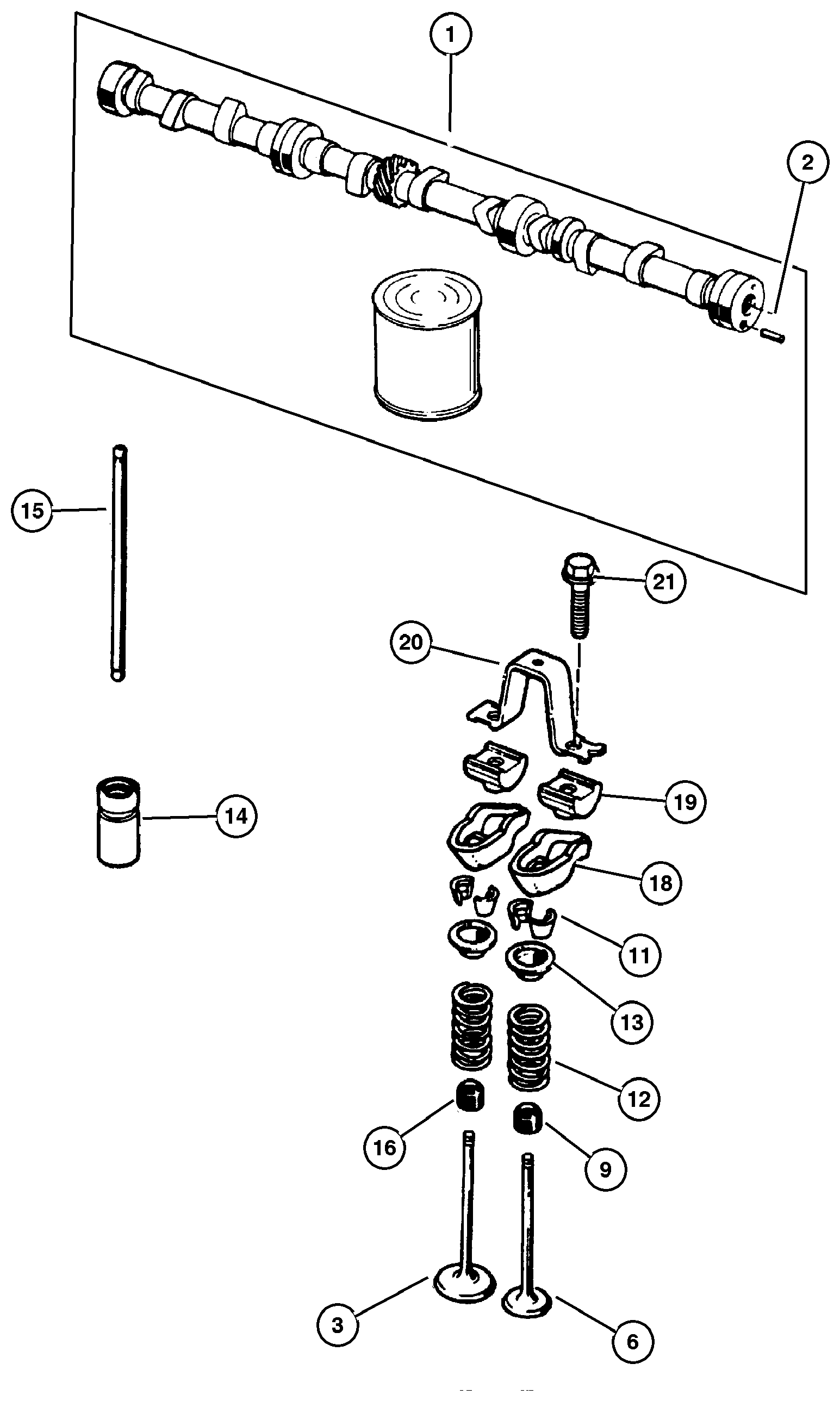 Exploded view: Camshaft and Valves 4.0L (ERH) Engine