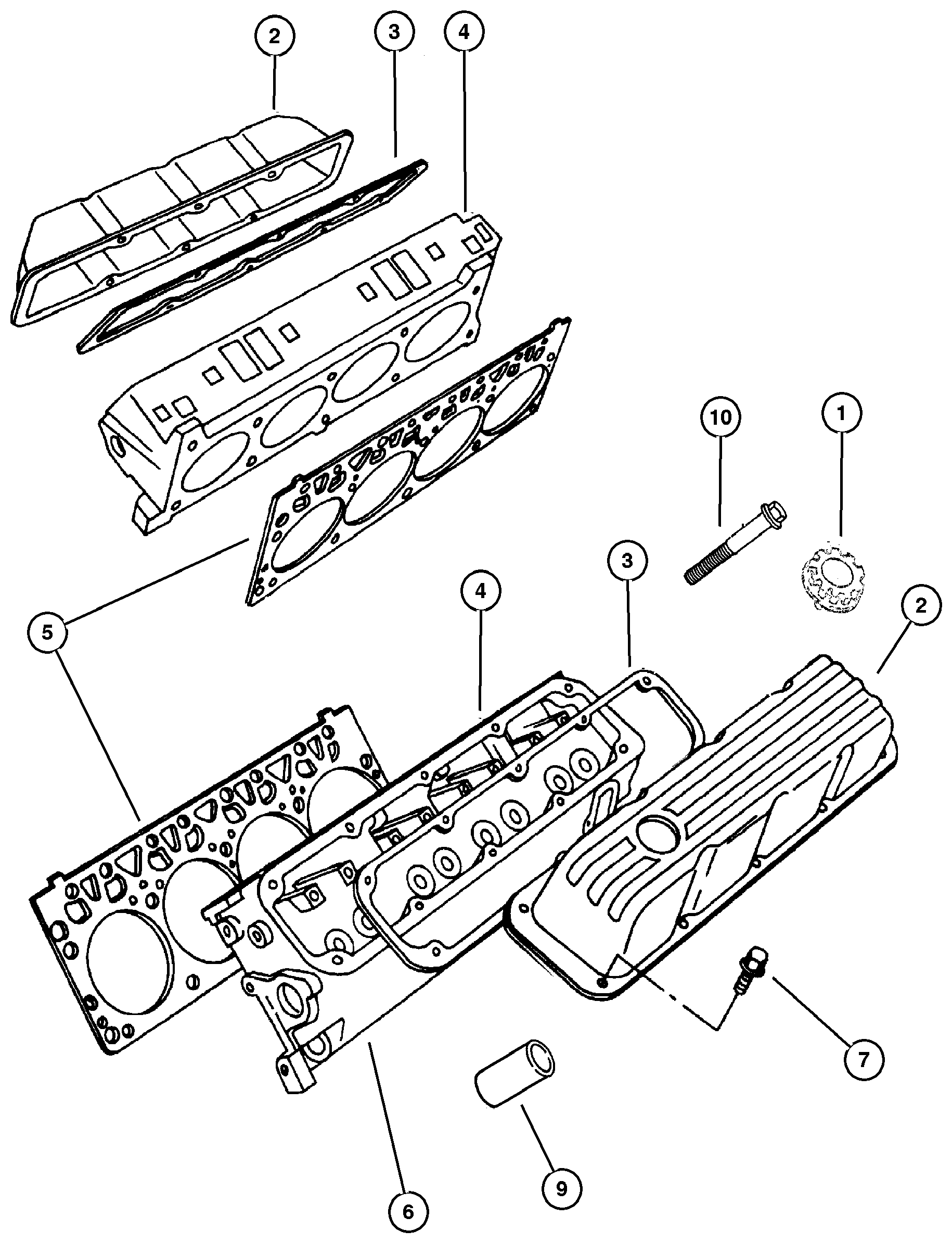 Exploded view: Cylinder Head 5.2L (ELF) Engine