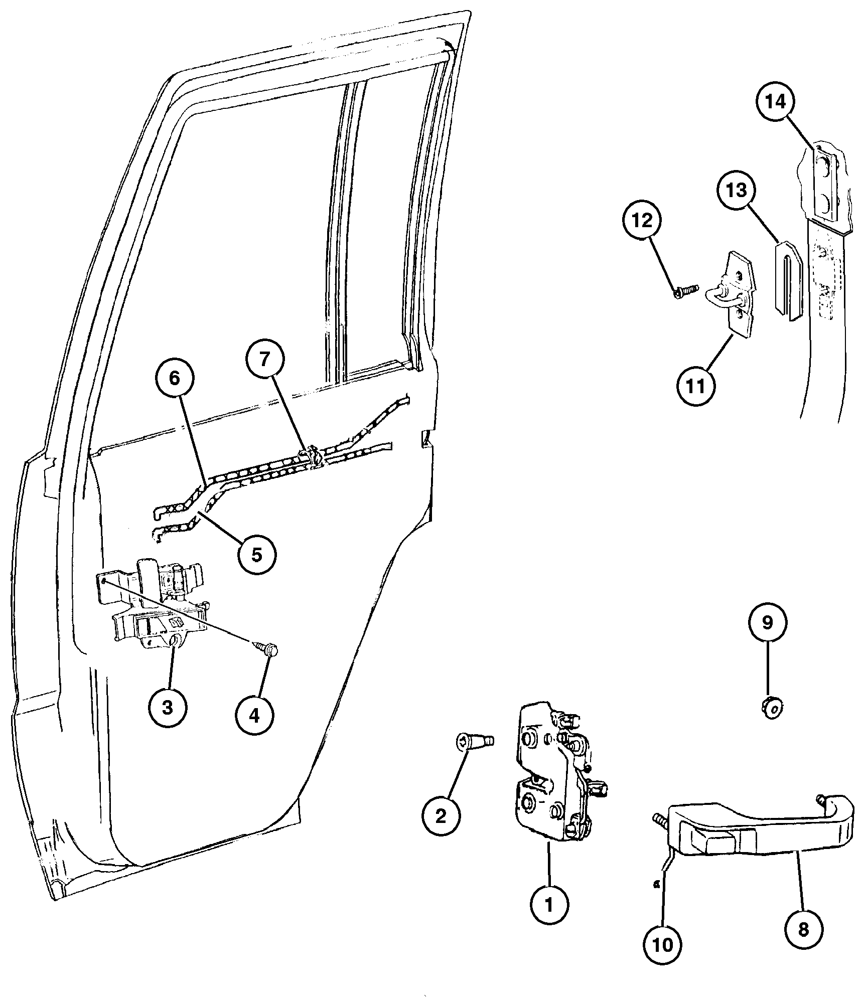 Exploded view: Doors, Rear Lock And Controls