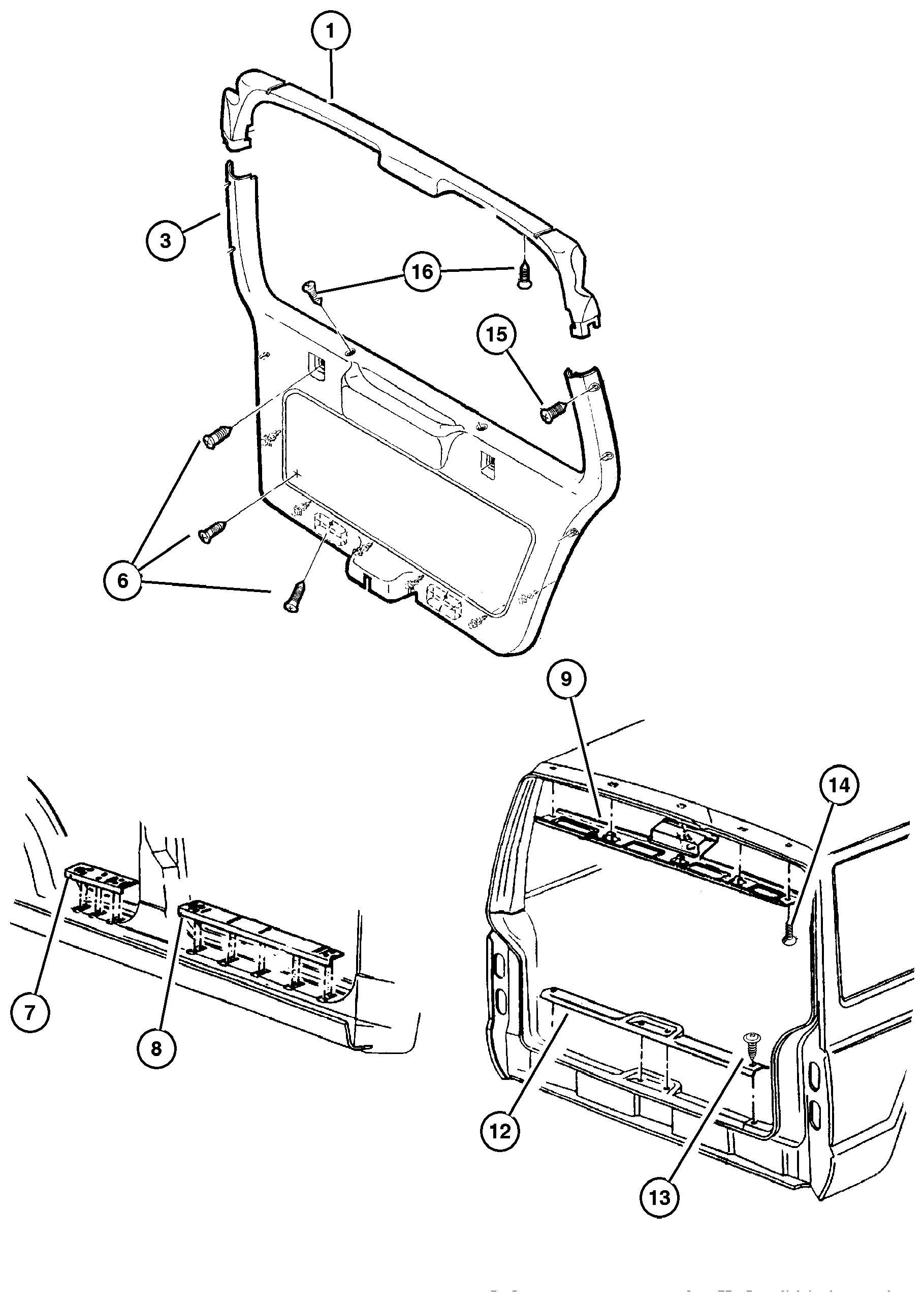 Exploded view: Panels, Liftgate And Scuff Plate