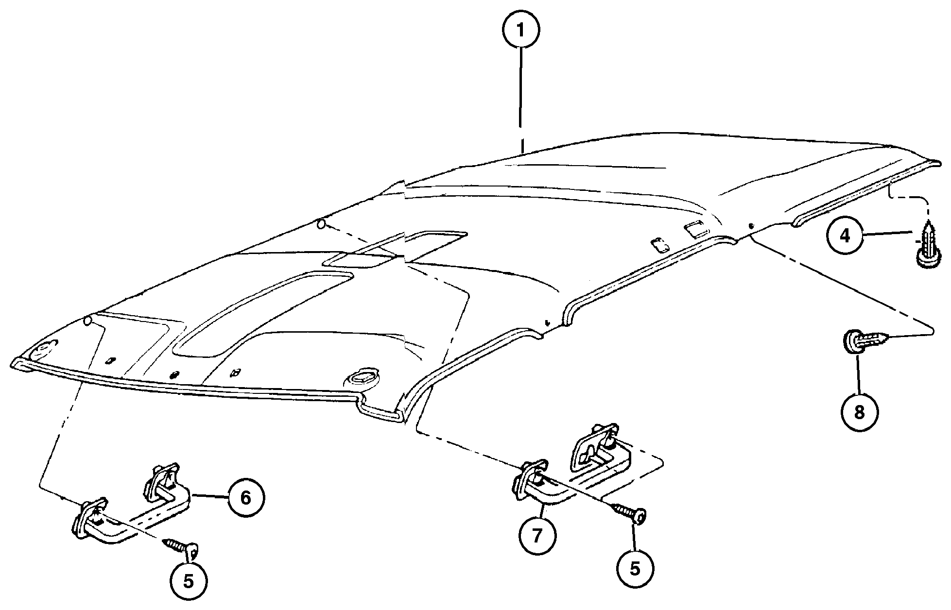 Exploded view: Headliner And Assist Handles