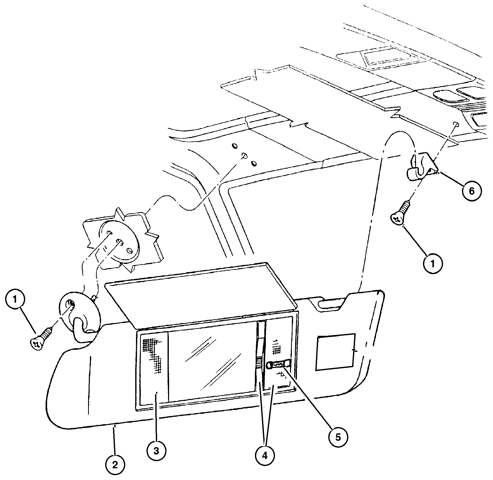 Exploded view: Sunvisors