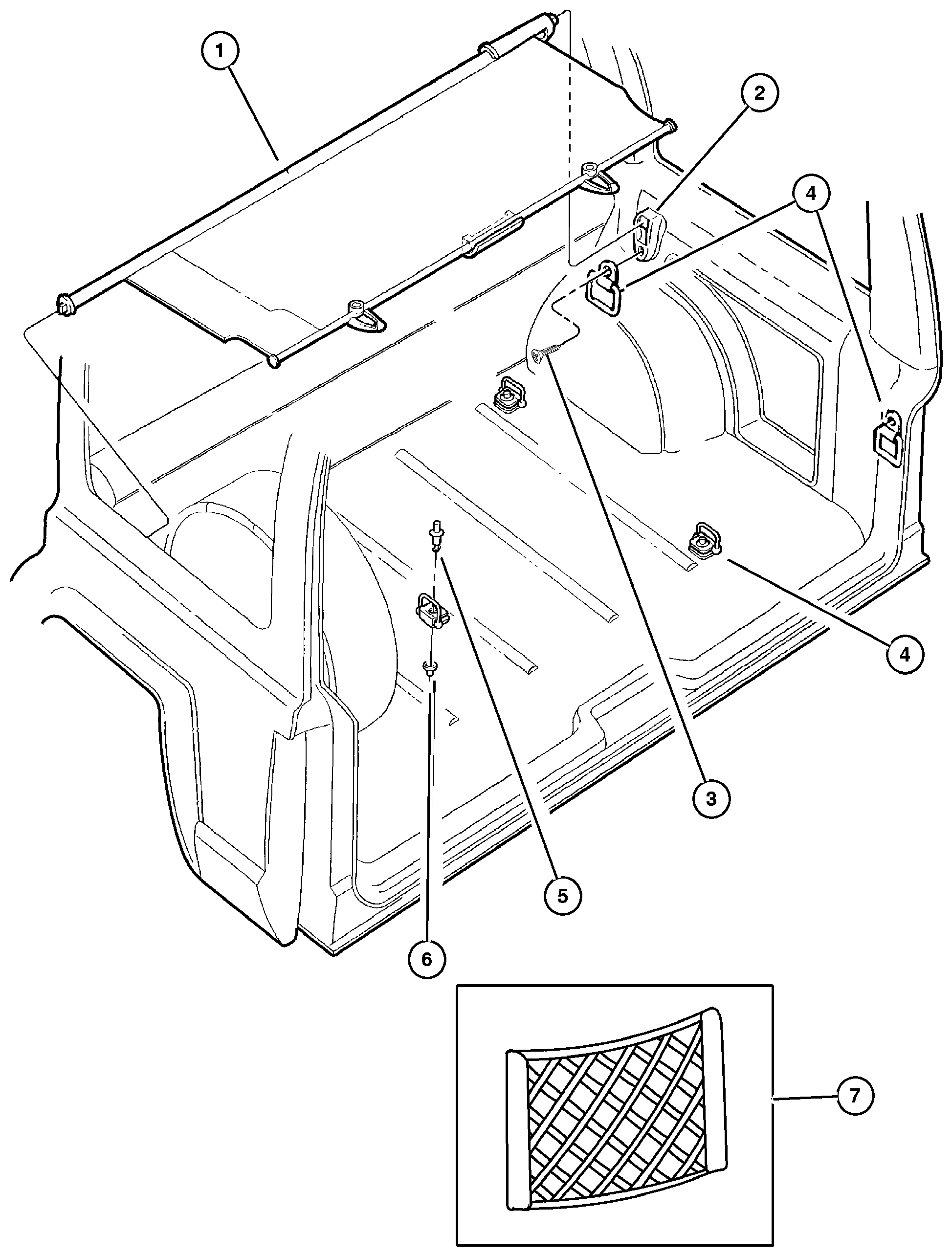 Exploded view: Cargo Cover And Cargo Loops