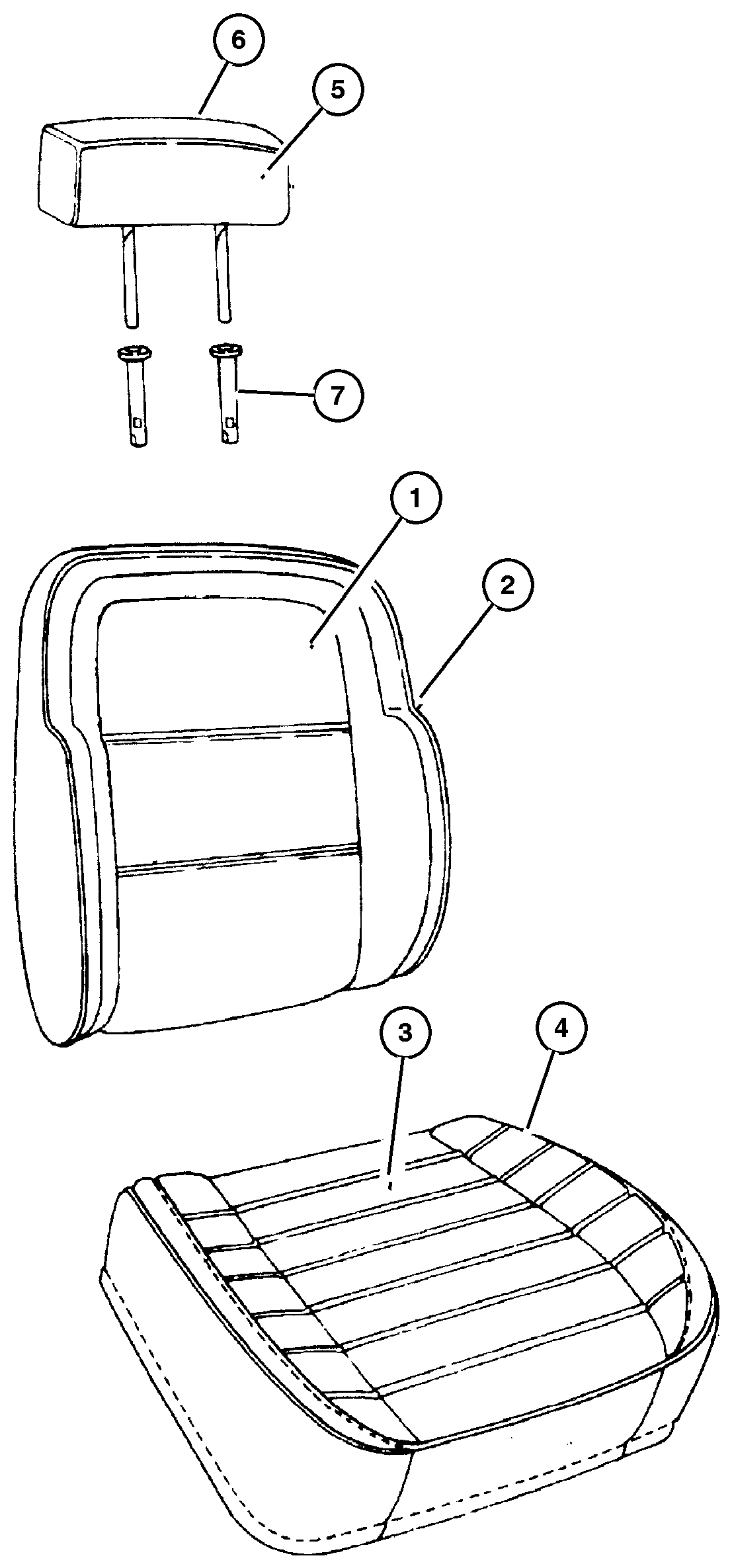 Exploded view: Front Seats, Trim Codes [Gl, FL]