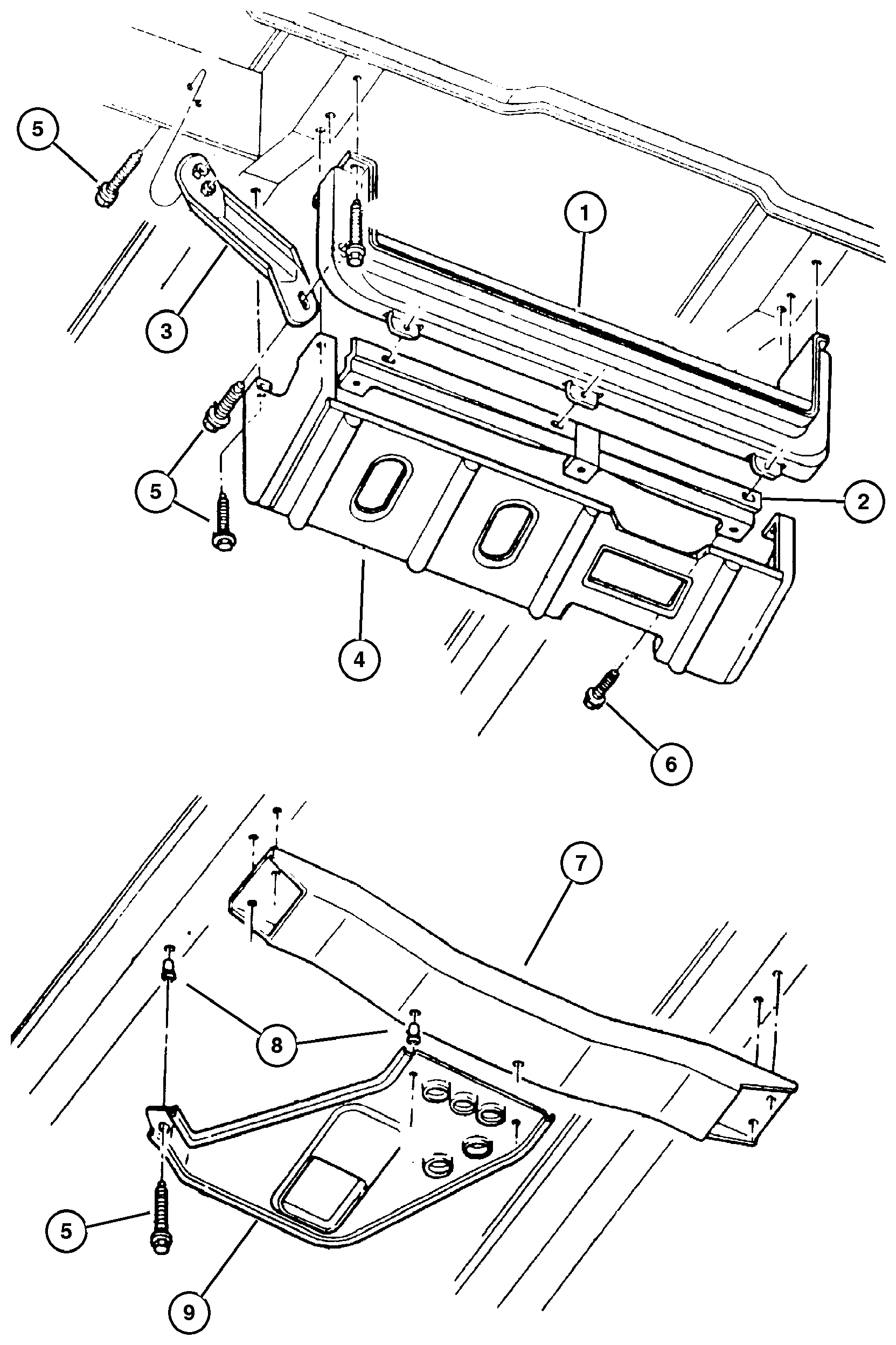 Exploded view: Front End Skid Plates