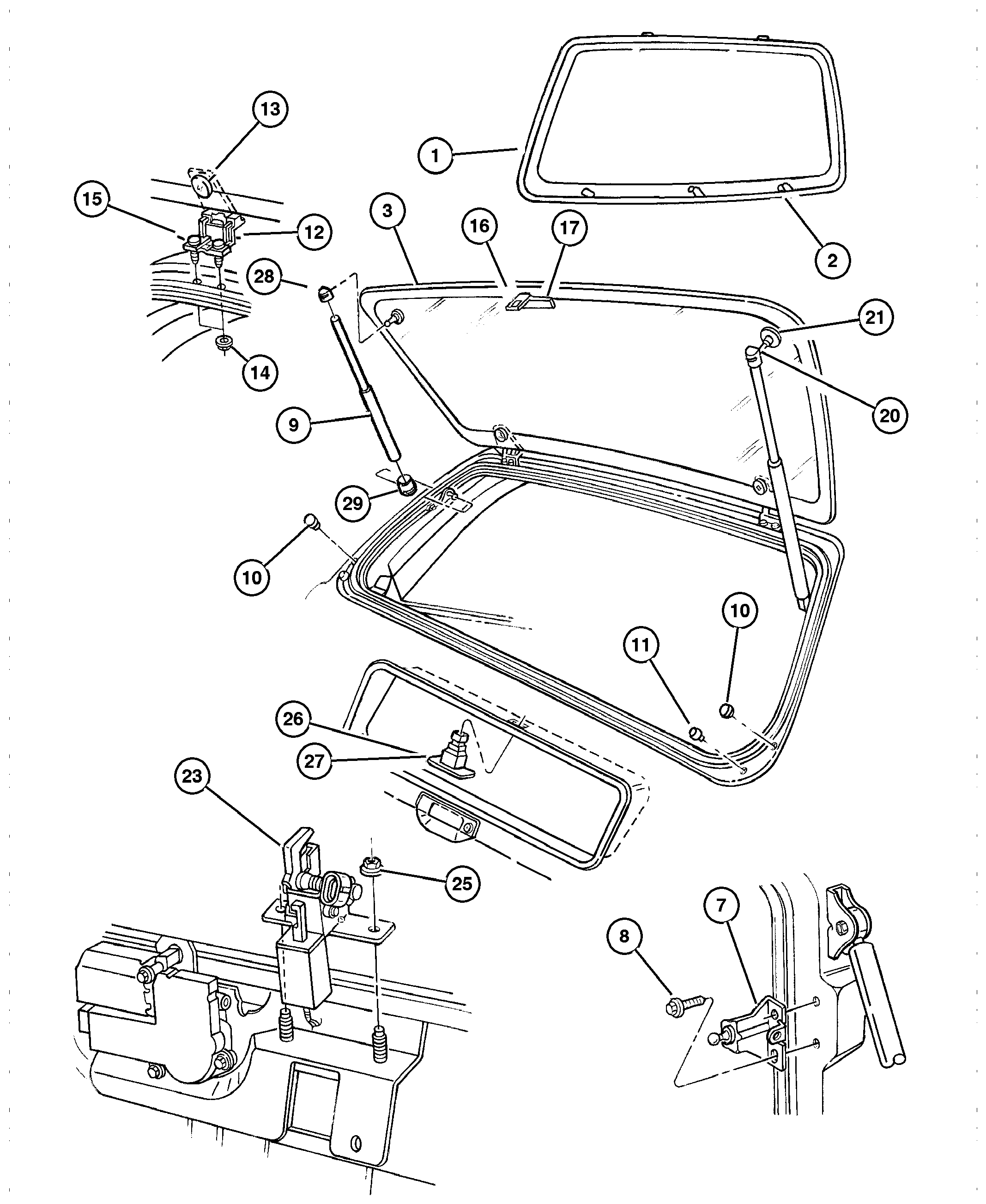 Exploded view: Glass, Backlite