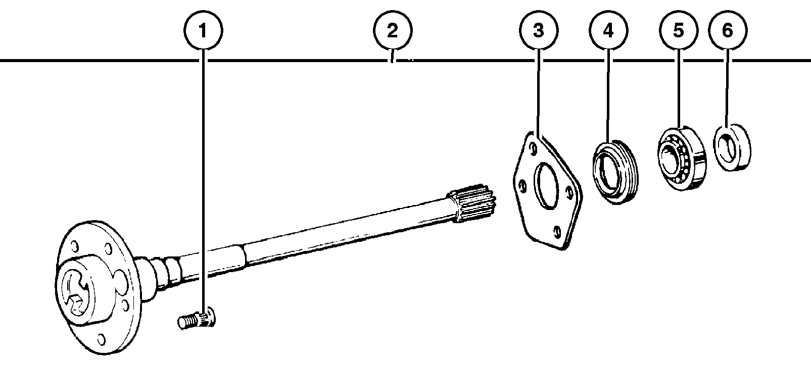 Exploded view: Shaft,Rear Axle,Dana 44/226MM [DRK]