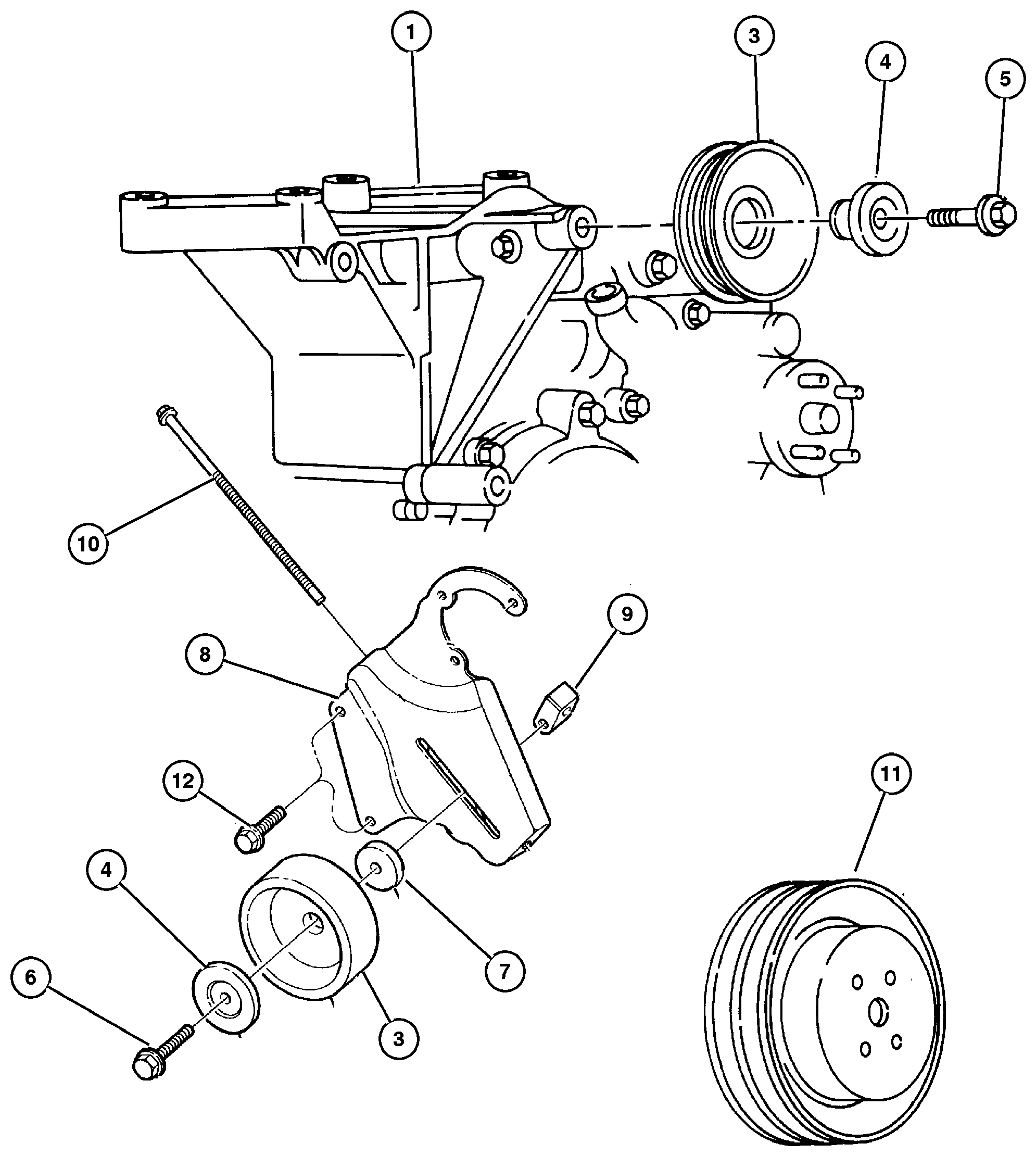 Exploded view: Drive Pulleys 4.0L Engine
