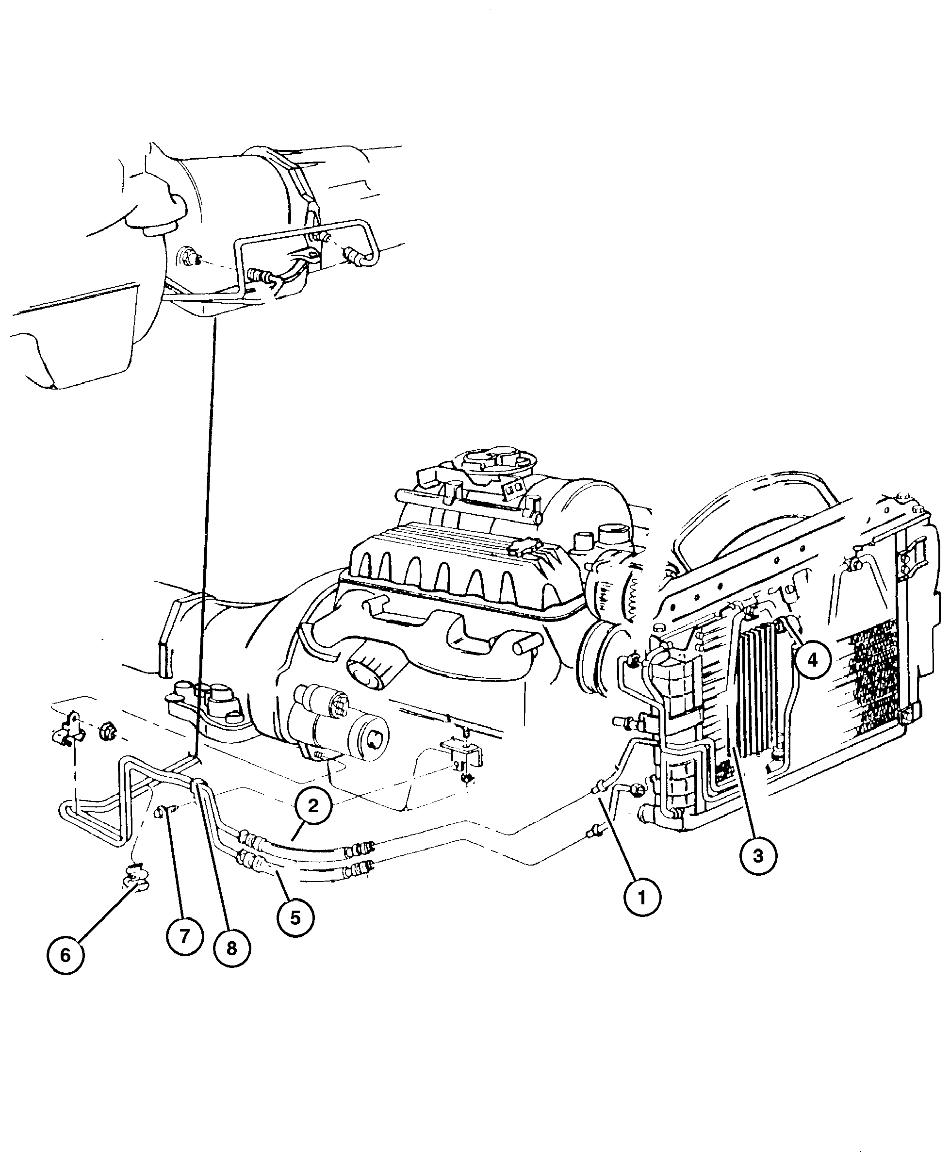 Exploded view: Oil Cooler and Lines 5.2l and 5.9L Engine