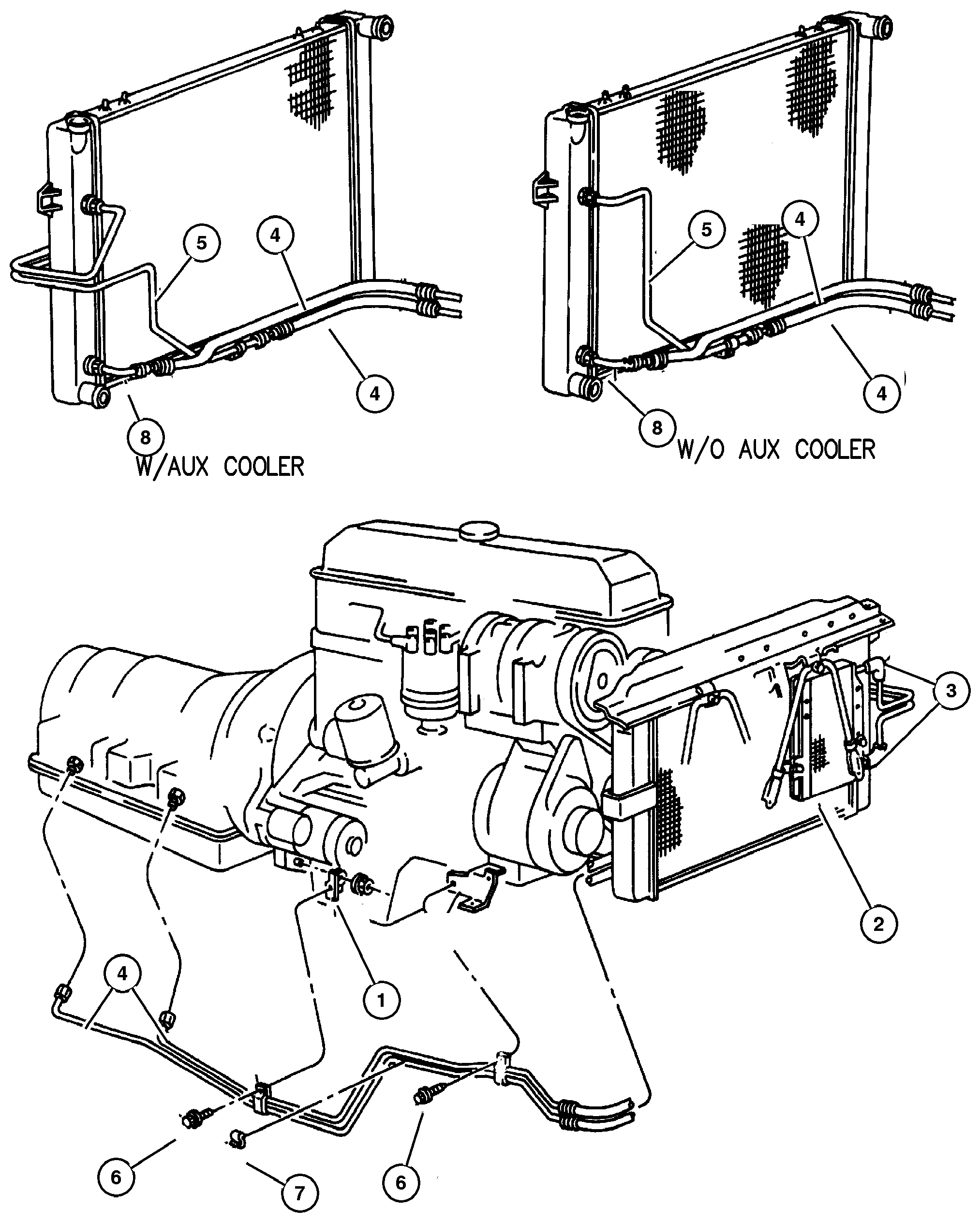 Exploded view: Oil Cooler and Lines 4.0L Engine