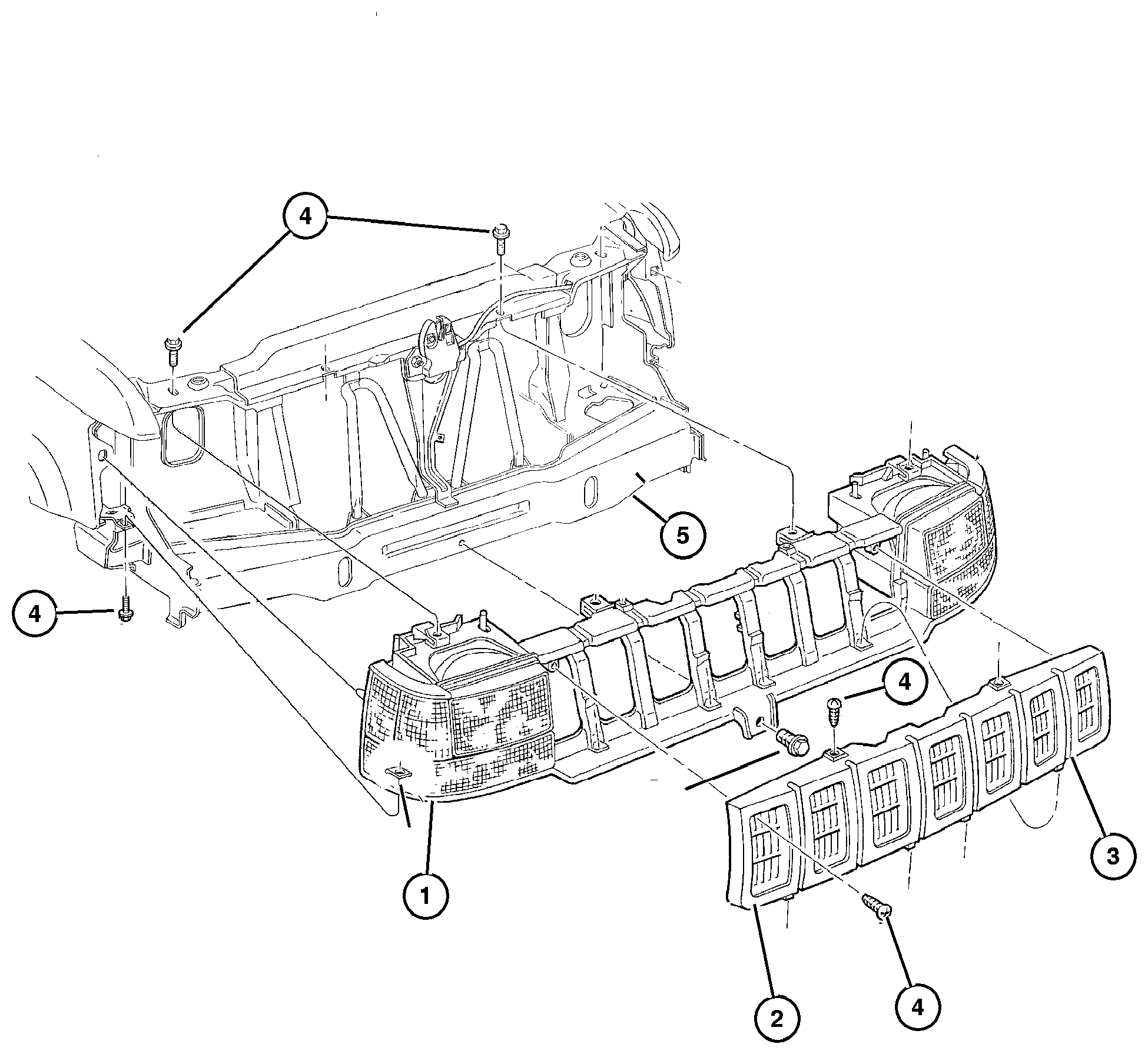 Exploded view: Grille and Related Parts