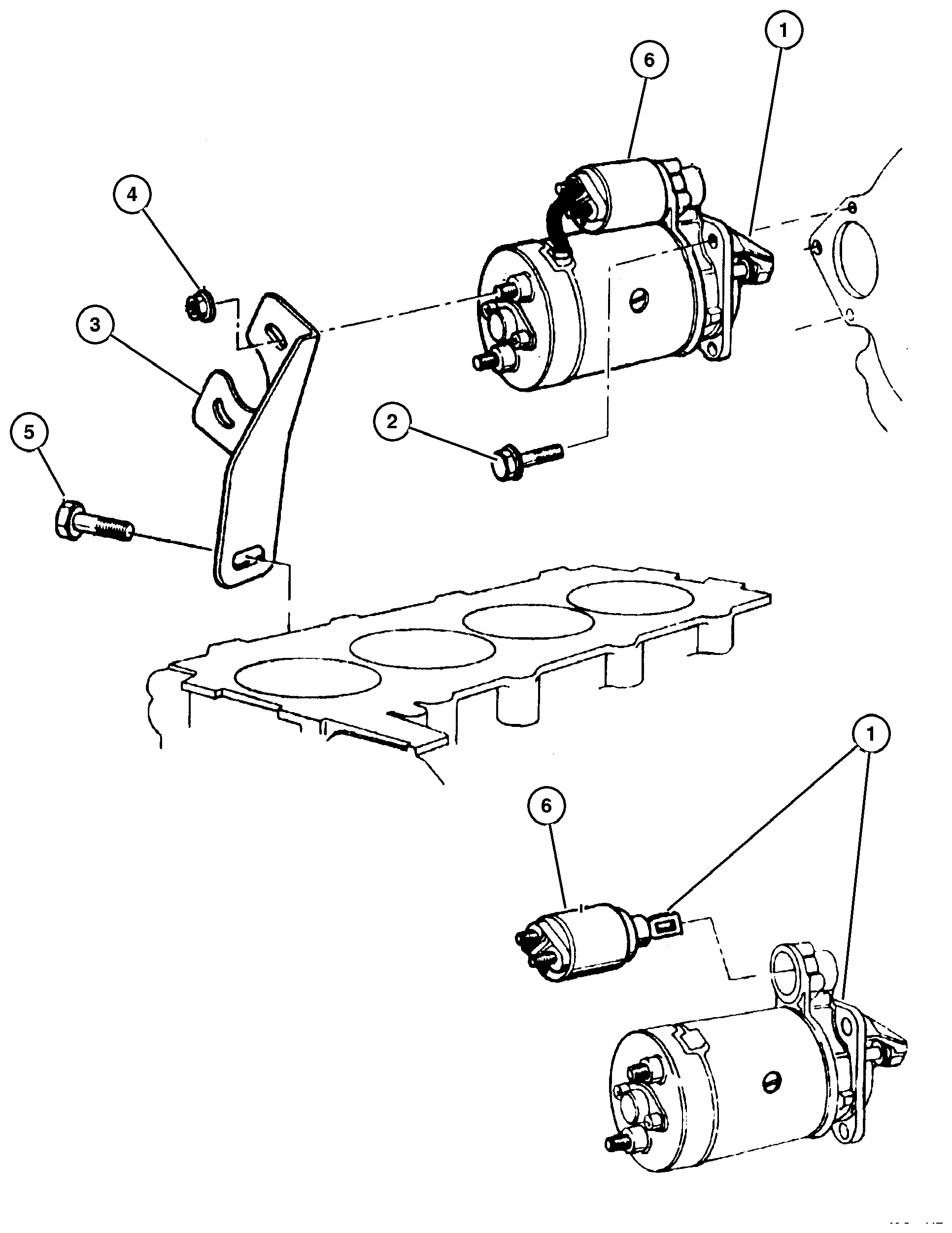 Exploded view: Starter & Mounting 2.5L Diesel
